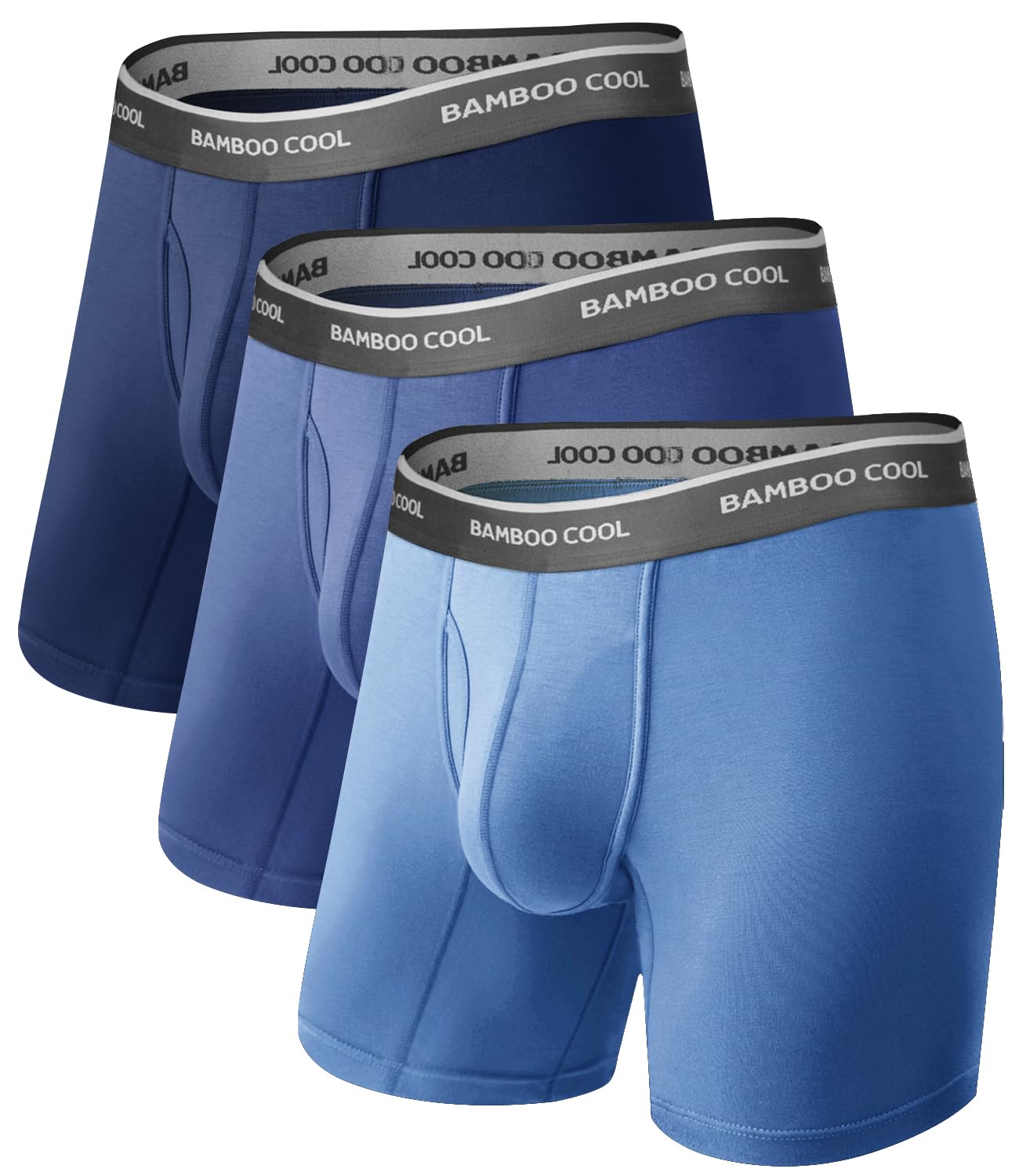 BAMBOO COOL Ultra Soft Mens Underwear Boxer Briefs 6-Pack | Bamboo Fabric‌,No Ride Up,More Breathable Than Cotton
