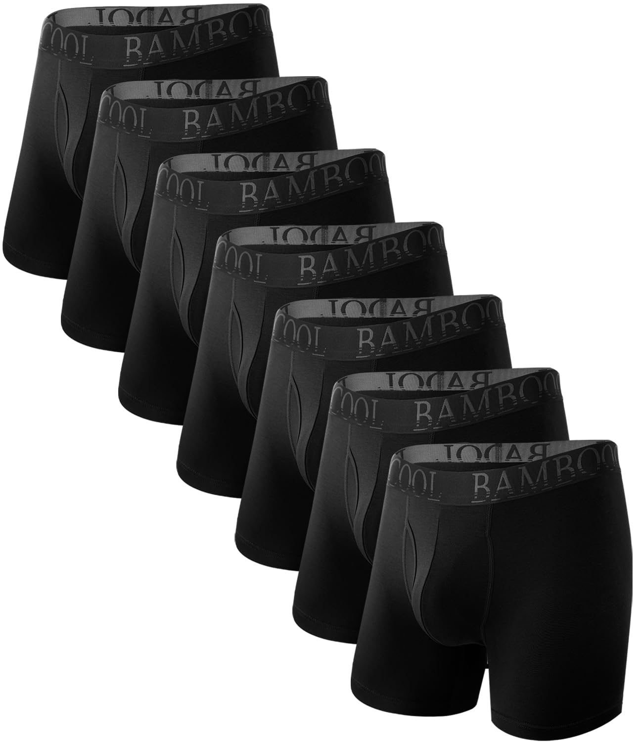 BAMBOO COOL Men's Underwear Boxer Briefs Fly with Built-in 3D Pouch Comfortable Cool Underwear for Men 4 Pack