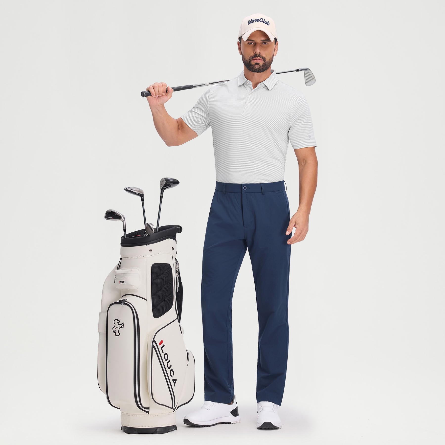 M MAELREG Men's Jacquard Stripe Golf Shirts Quick Dry Performance Short Sleeve Moisture Wicking Polo Shirt for Men