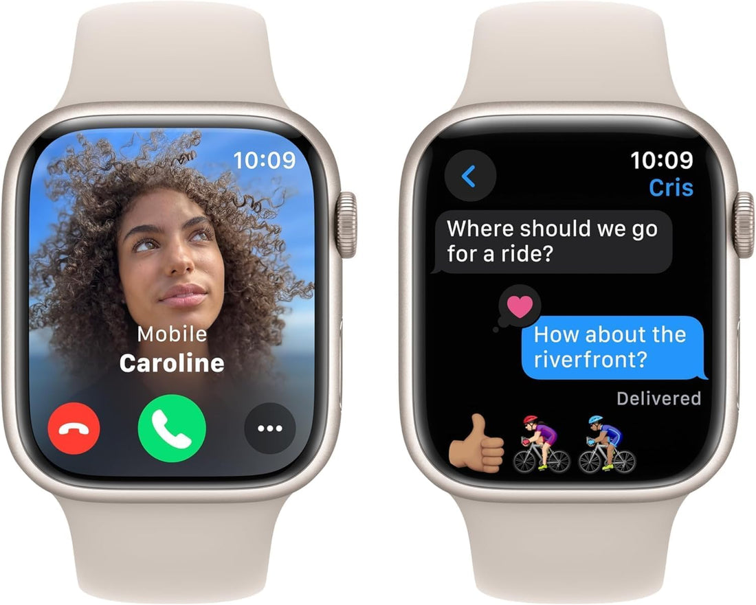 Apple Watch Series 9 [GPS, 45mm] - Starlight Aluminum Case with Starlight Sport Band, S/M (Renewed)