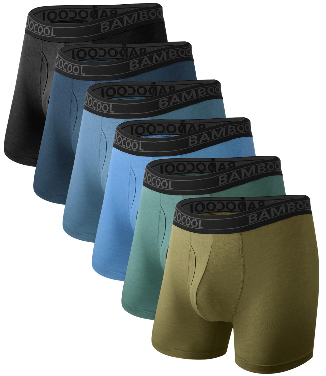 BAMBOO COOL Ultra Soft Mens Underwear Boxer Briefs 6-Pack | Bamboo Fabric‌,No Ride Up,More Breathable Than Cotton