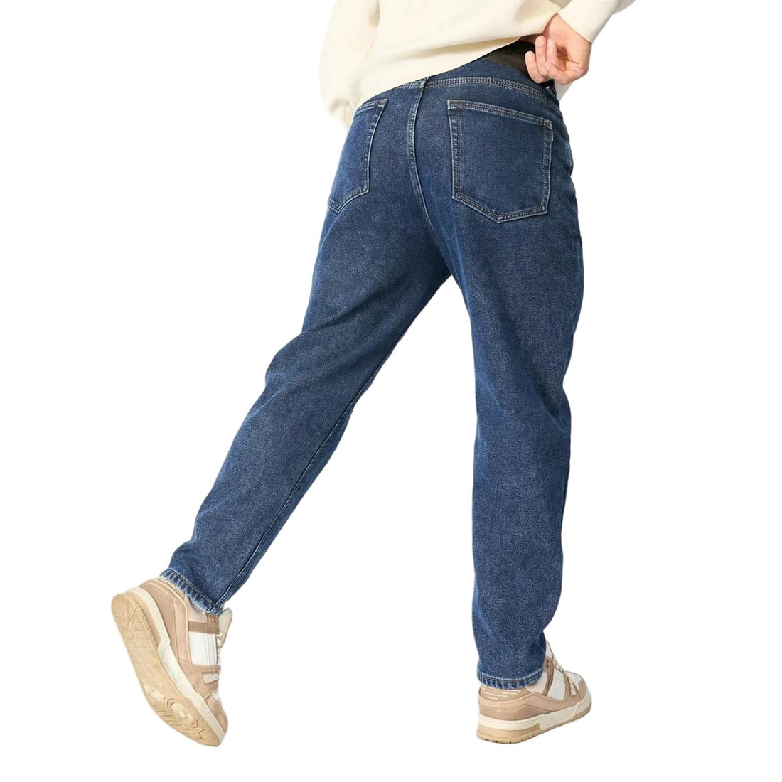 Fleece Lined Jeans Men Winter Stretch Denim Warm Pants Loose Casual Jeans