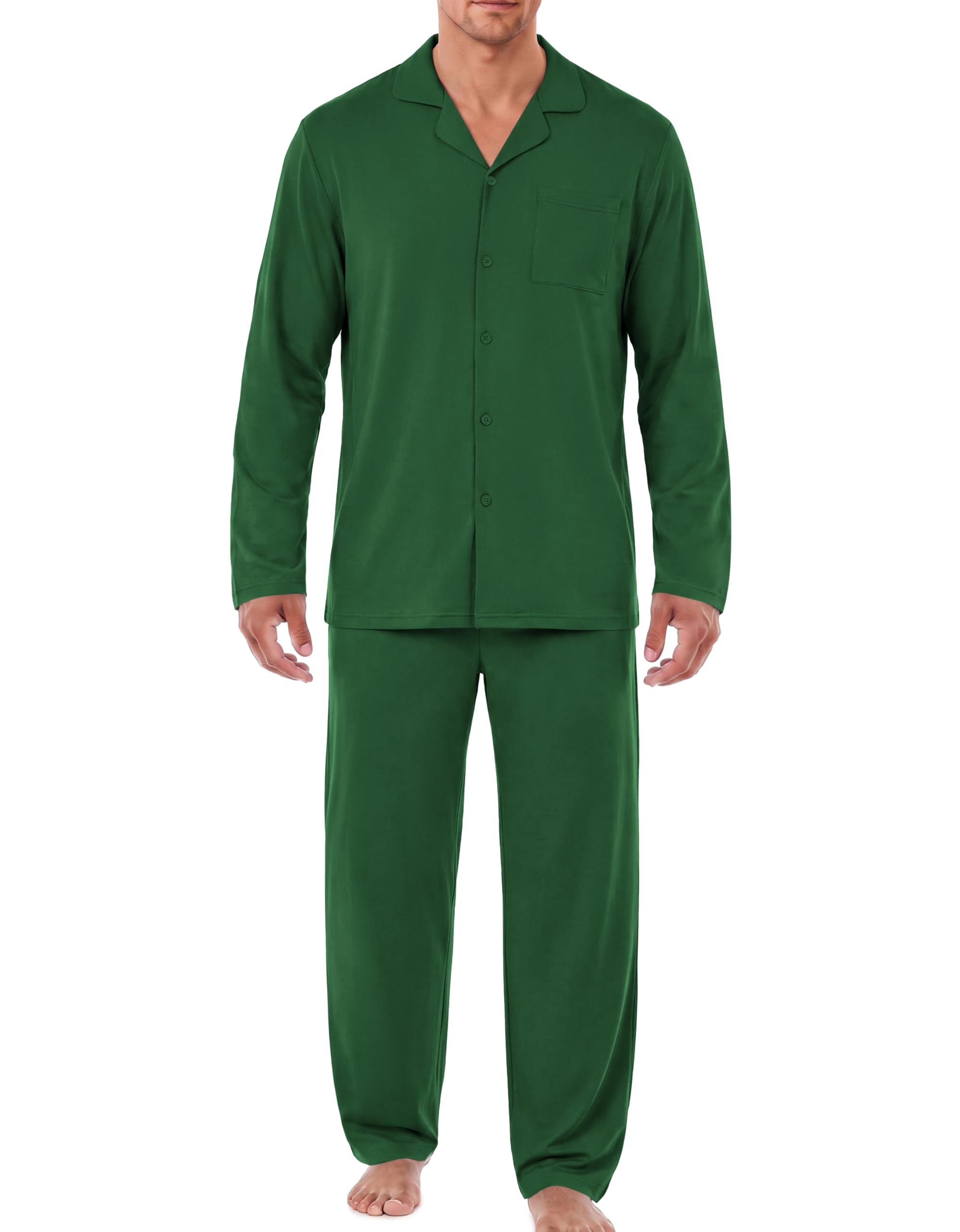 Ekouaer Mens Pajamas Set Long Sleeve Button Down Pjs Long Pants with Pocket