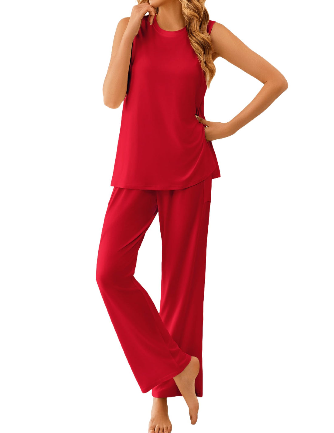 Ekouaer Pajamas for Women Set Sleeveless Lounge Set Tank Top Long Pants Pjs