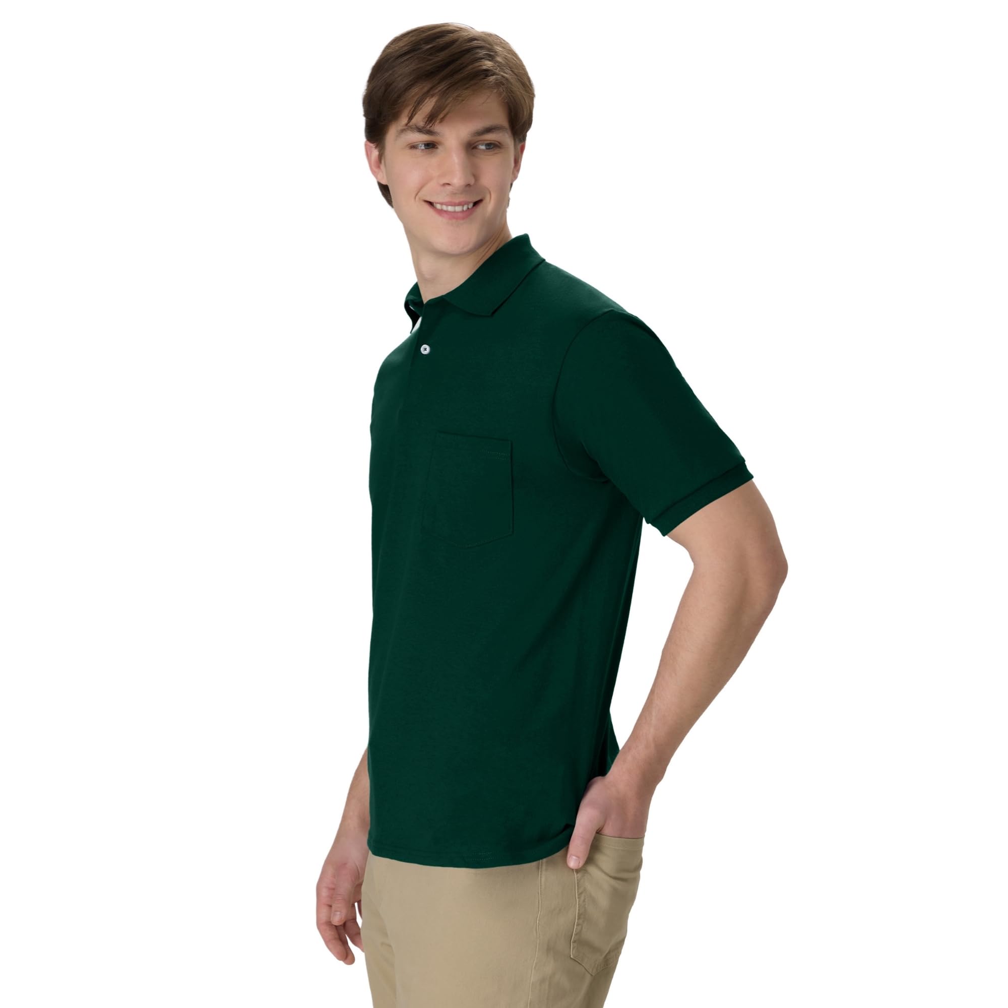 Hanes Men's Short Sleeve Jersey Pocket Polo (Pack of 2)