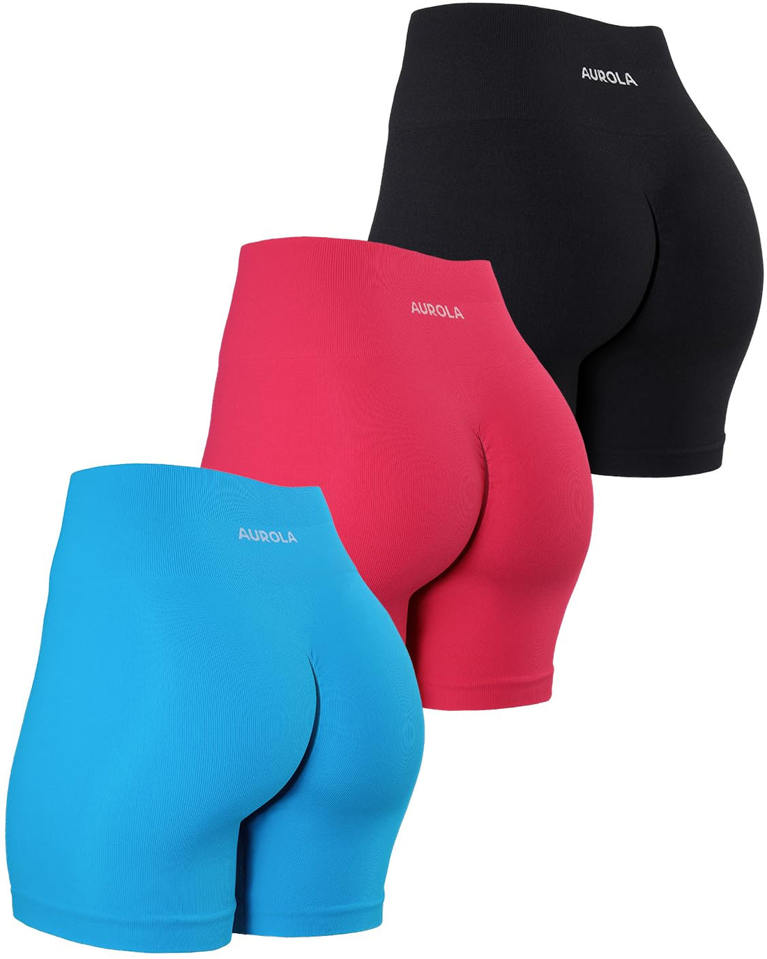 AUROLA Power Workout Shorts for Women Tummy Control Squat Proof Ribbed Thick Seamless Scrunch Active Short