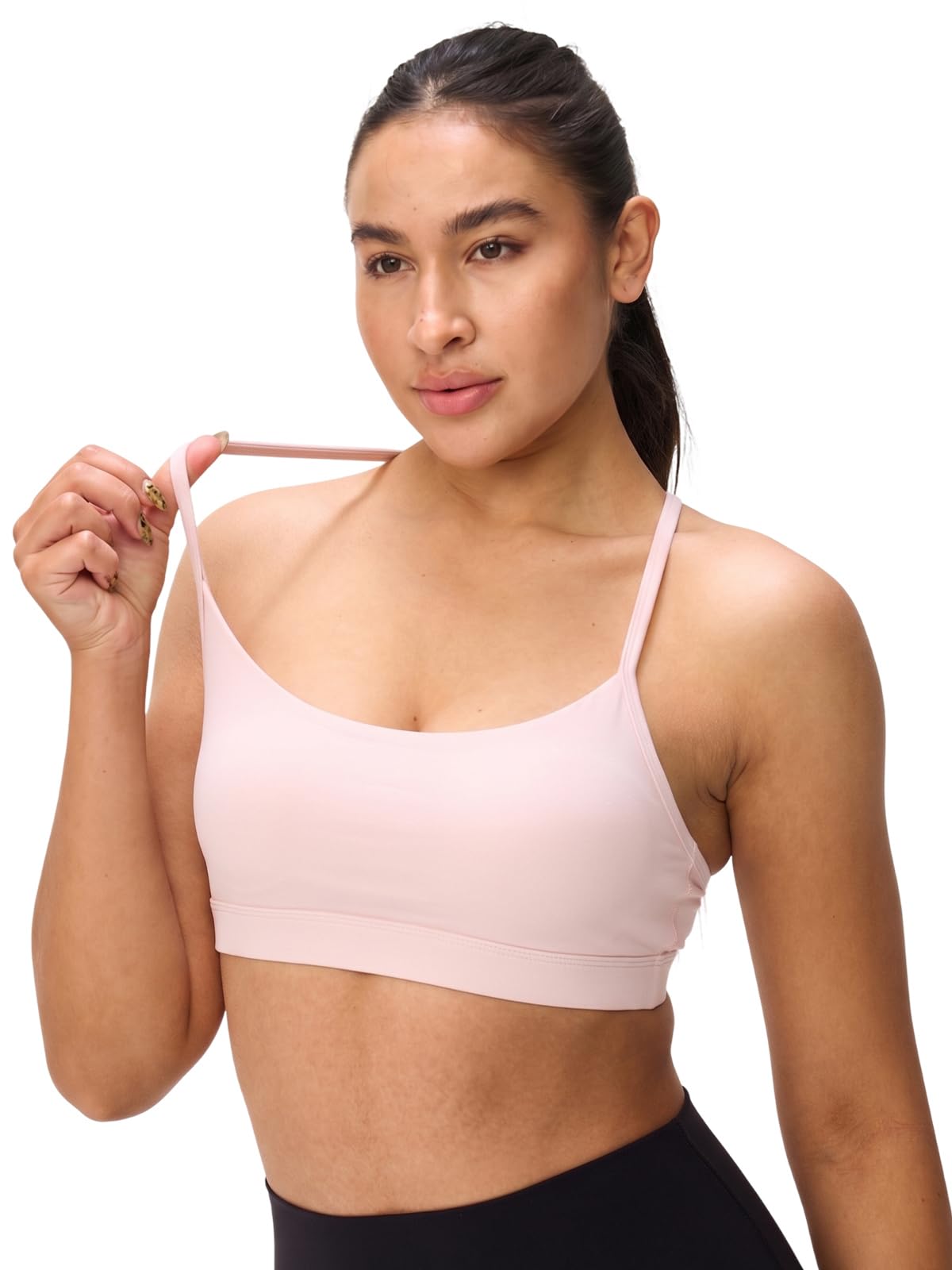 Womens Y Back Padded Sports Bra Strappy U Neck Butter Soft Low Impact Workout Bras Yoga Pilates Walking