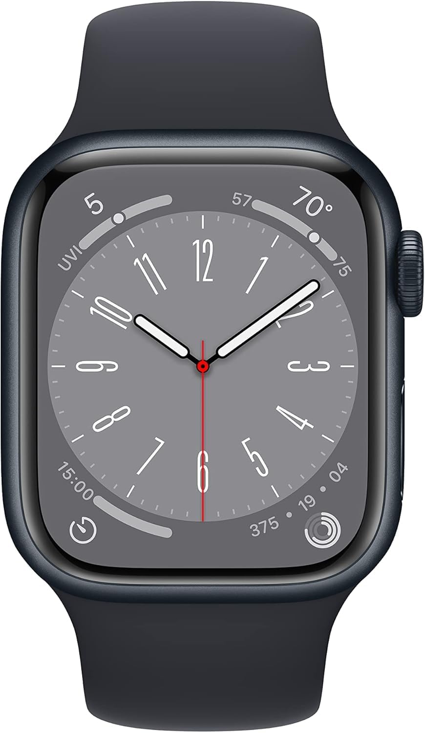 Apple Watch Series 8 [GPS, 41mm] - Midnight Aluminum Case with Midnight Sport Band, S/M (Renewed)