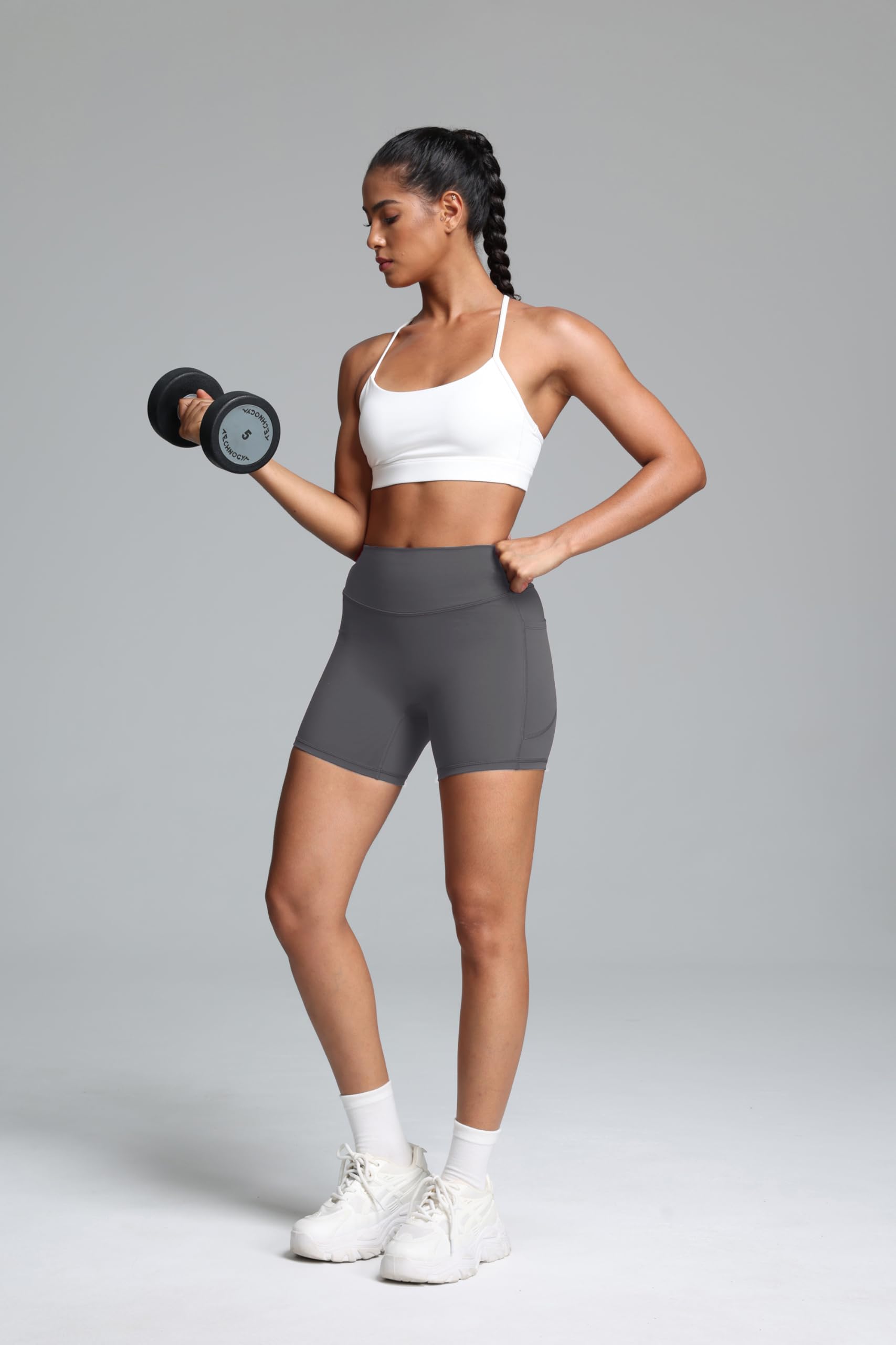 Olmlmt Biker Shorts Women 4.5" with Pockets High Waisted Spandex Yoga Workout Shorts