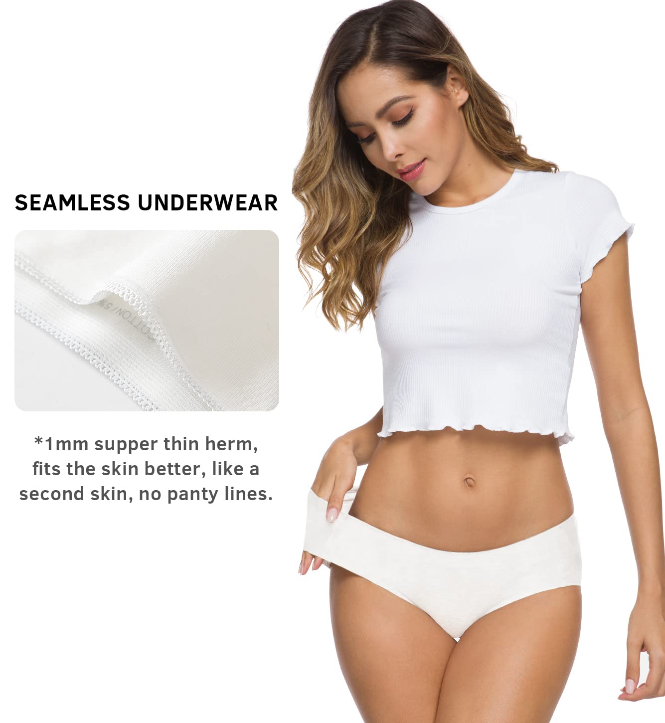 Altheanray Womens Underwear Cotton Underwear for Women Seamless Hipster Bikini Briefs Panties 6 Pack