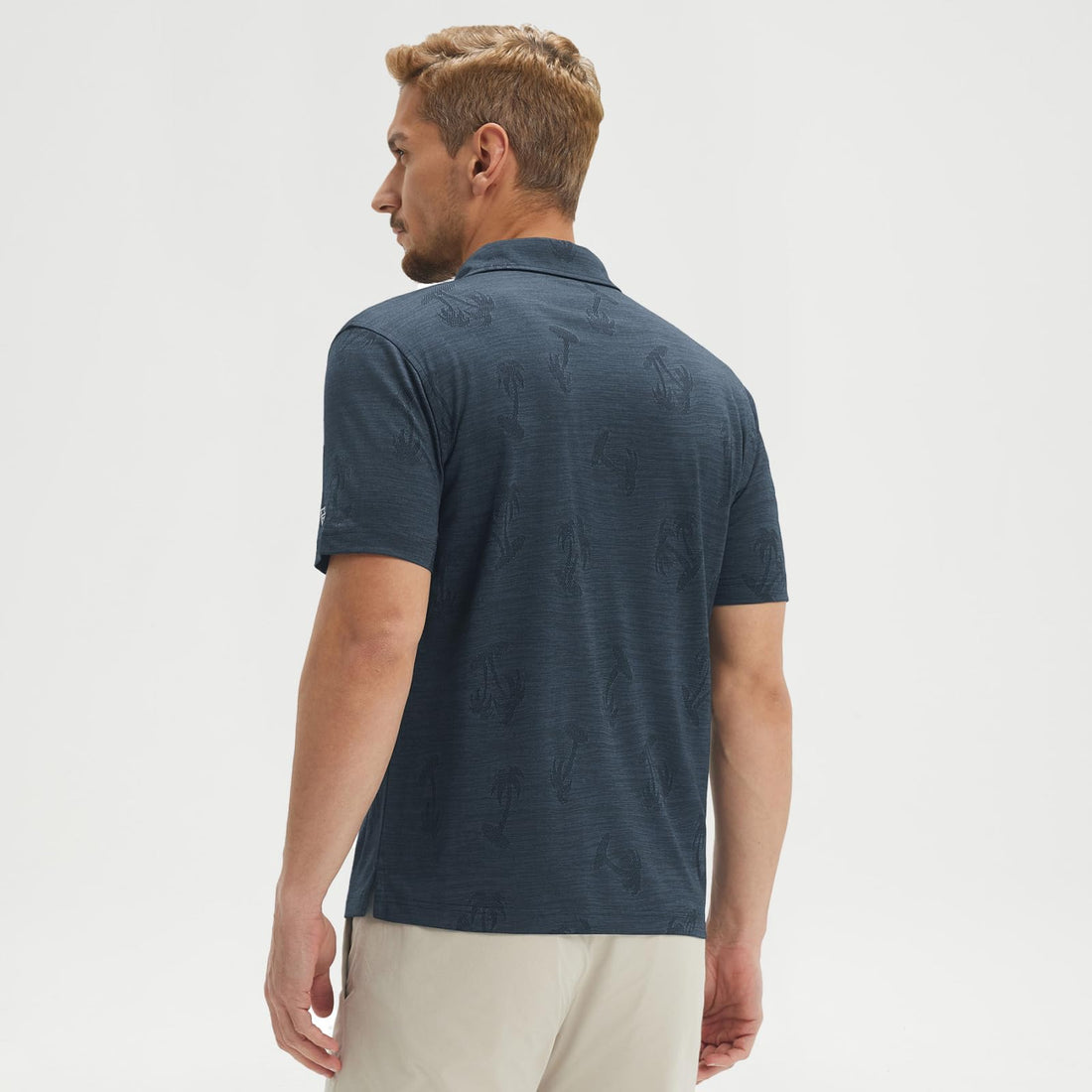 M MAELREG Short Sleeve Golf Shirts for Men Moisture Wicking Performance Lightweight Jacquard 3 Button Polo Shirts for Men