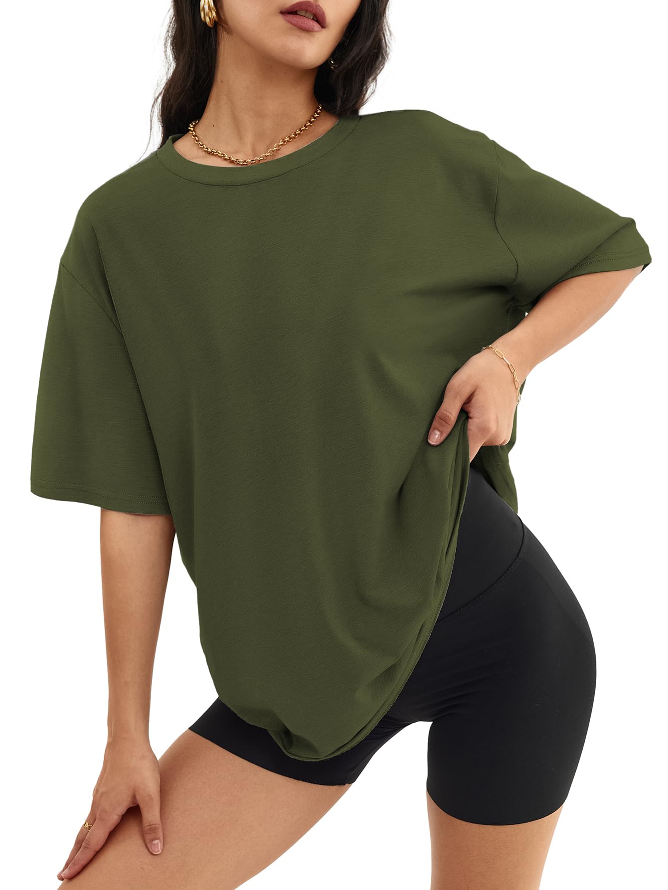 ATHMILE Womens Oversized T Shirts Casual Tee Workout Tops Gym Clothes Summer Loose Fit Short Sleeve Graphics Basic Y2K 2026