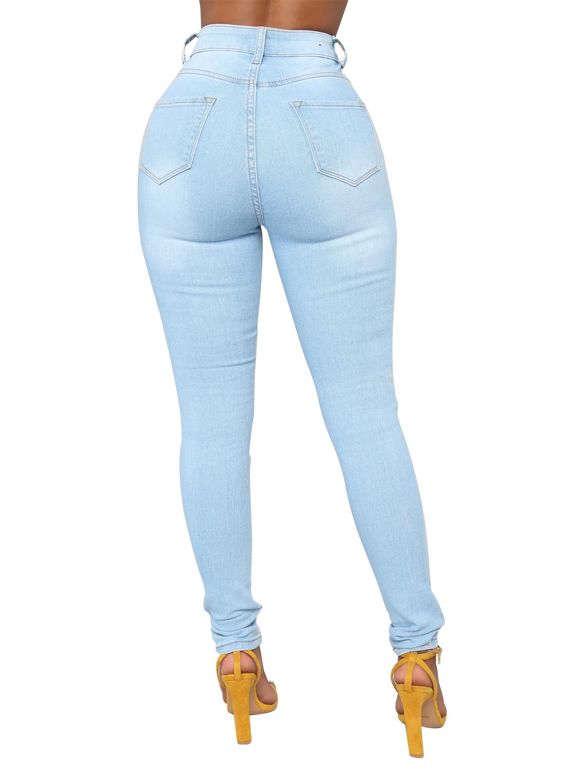 KUNMI Womens Classic High Waisted Skinny Stretch Butt Lifting Jeans Slim Fit Denim Pants