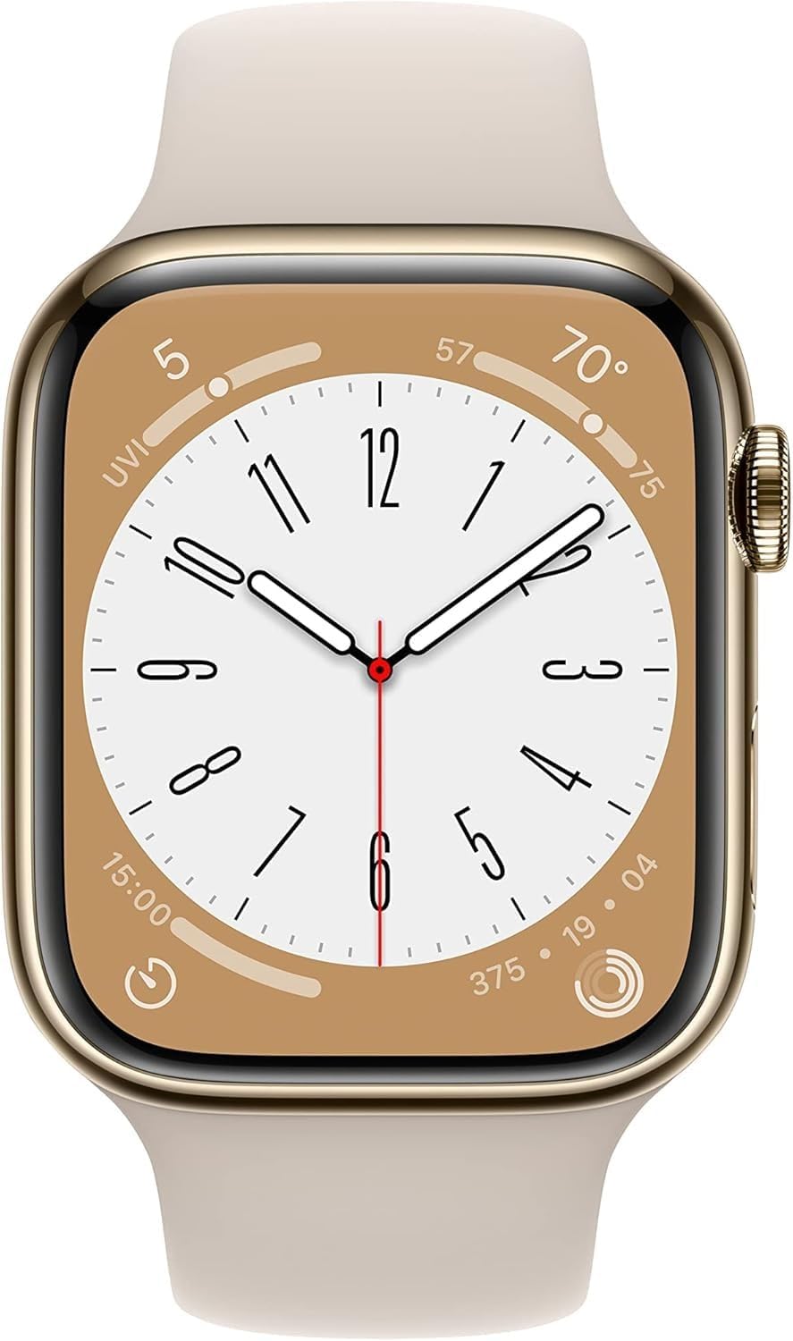 Apple Watch Series 8 [GPS, 41mm] - Starlight Aluminum Case with Starlight Sport Ban, M/L (Renewed)