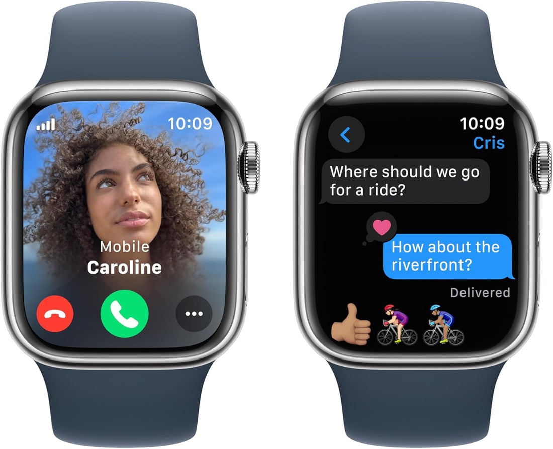 Apple Watch Series 9 [GPS + Cellular 45mm] Smartwatch with Silver Stainless Steel Case with Silver Milanese Loop. Fitness Tracker, Blood Oxygen & ECG Apps, Always-On Retina Display