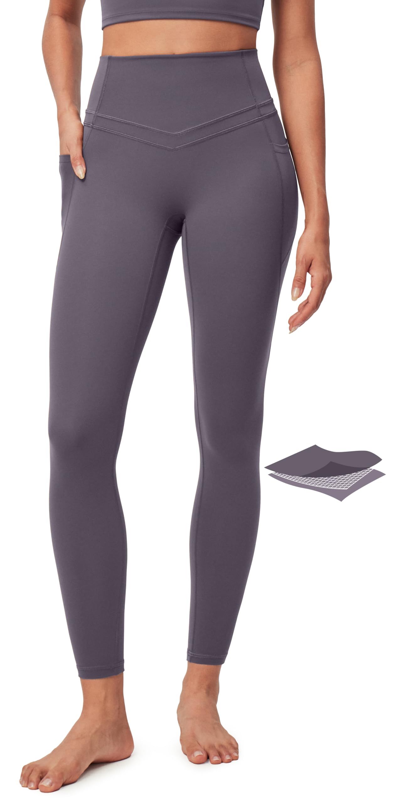 IUGA Compression Leggings with Pockets for Women Tummy Control Leggings No Front Seam Workout High Waist Yoga Pants