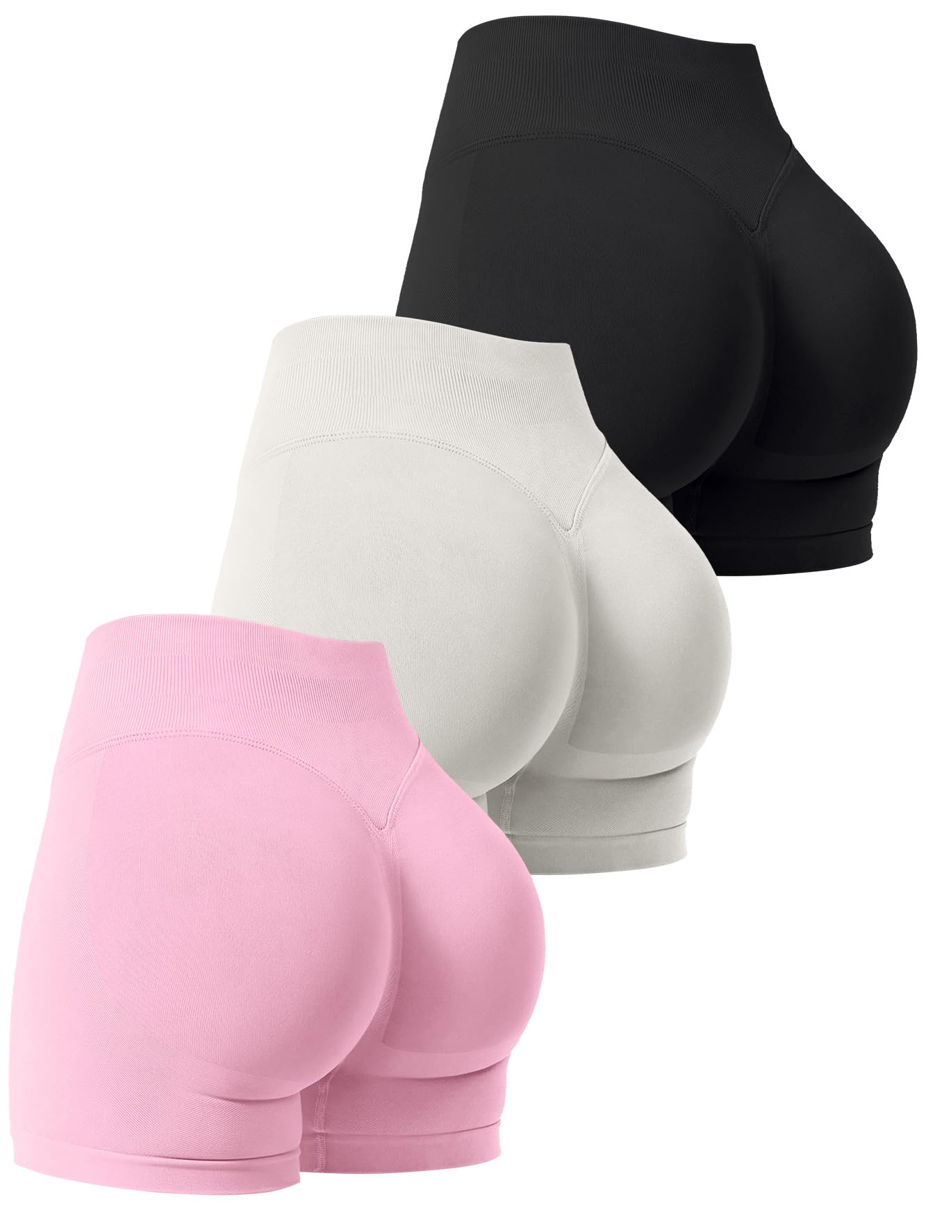 3 Pack Workout Gym Shorts Women Scrunch Butt Lifting Seamless High Waist Yoga Booty Shorts for Women