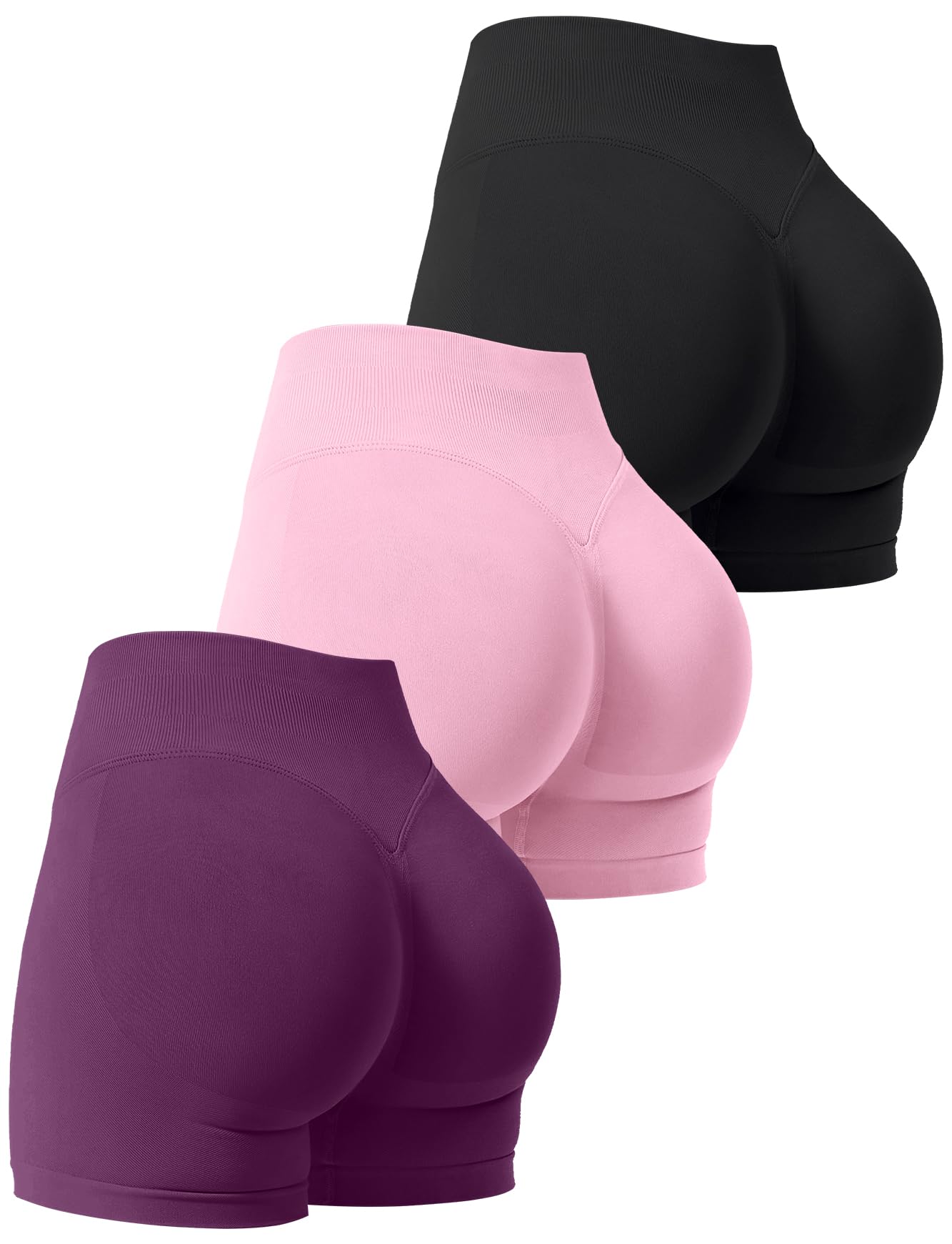 3 Pack Workout Gym Shorts Women Scrunch Butt Lifting Seamless High Waist Yoga Booty Shorts for Women