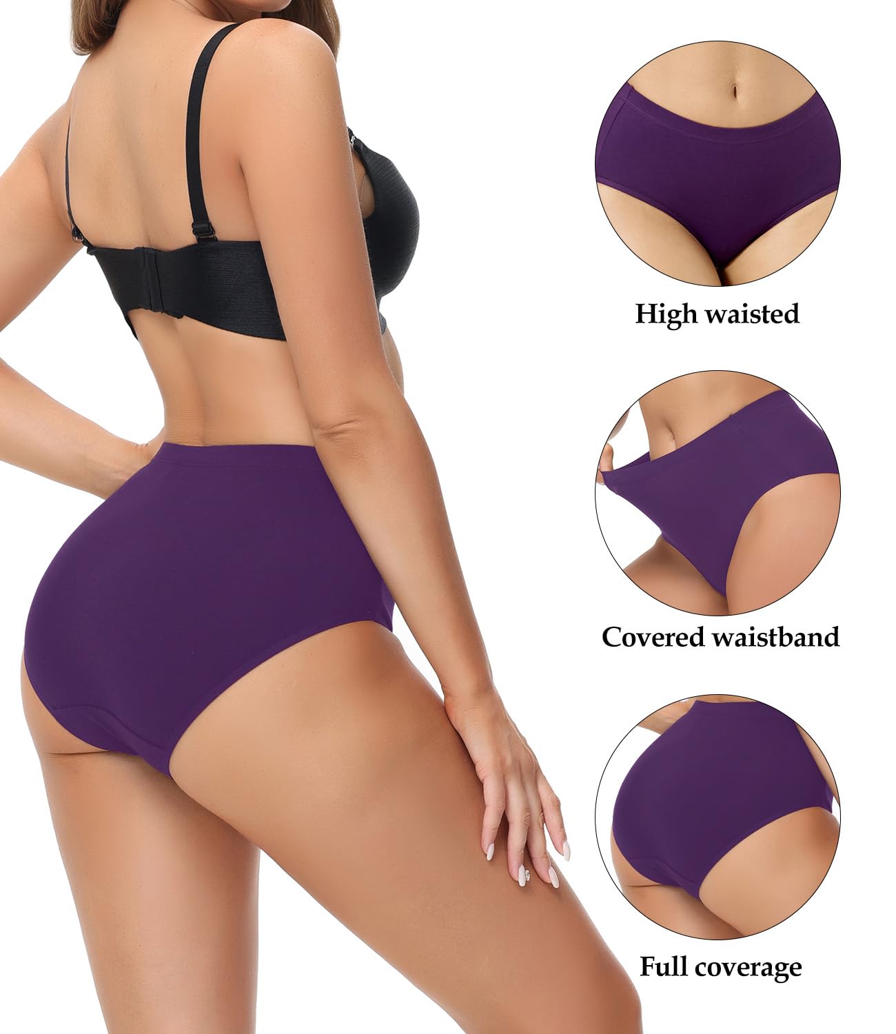 wirarpa Women's Cotton Underwear Full Coverage Cotton Briefs 5 Pack