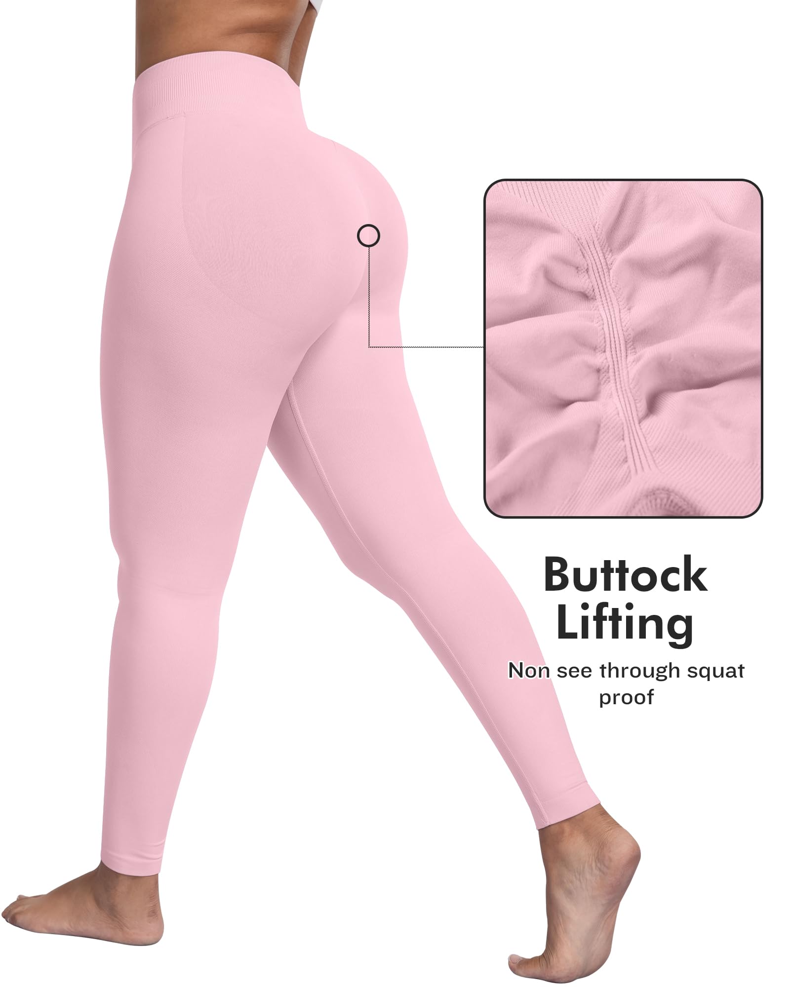ATHVOTAR Workout Gym Leggings Women, High Waisted Seamless Butt Lifting Scrunch Butt Sports Leggings