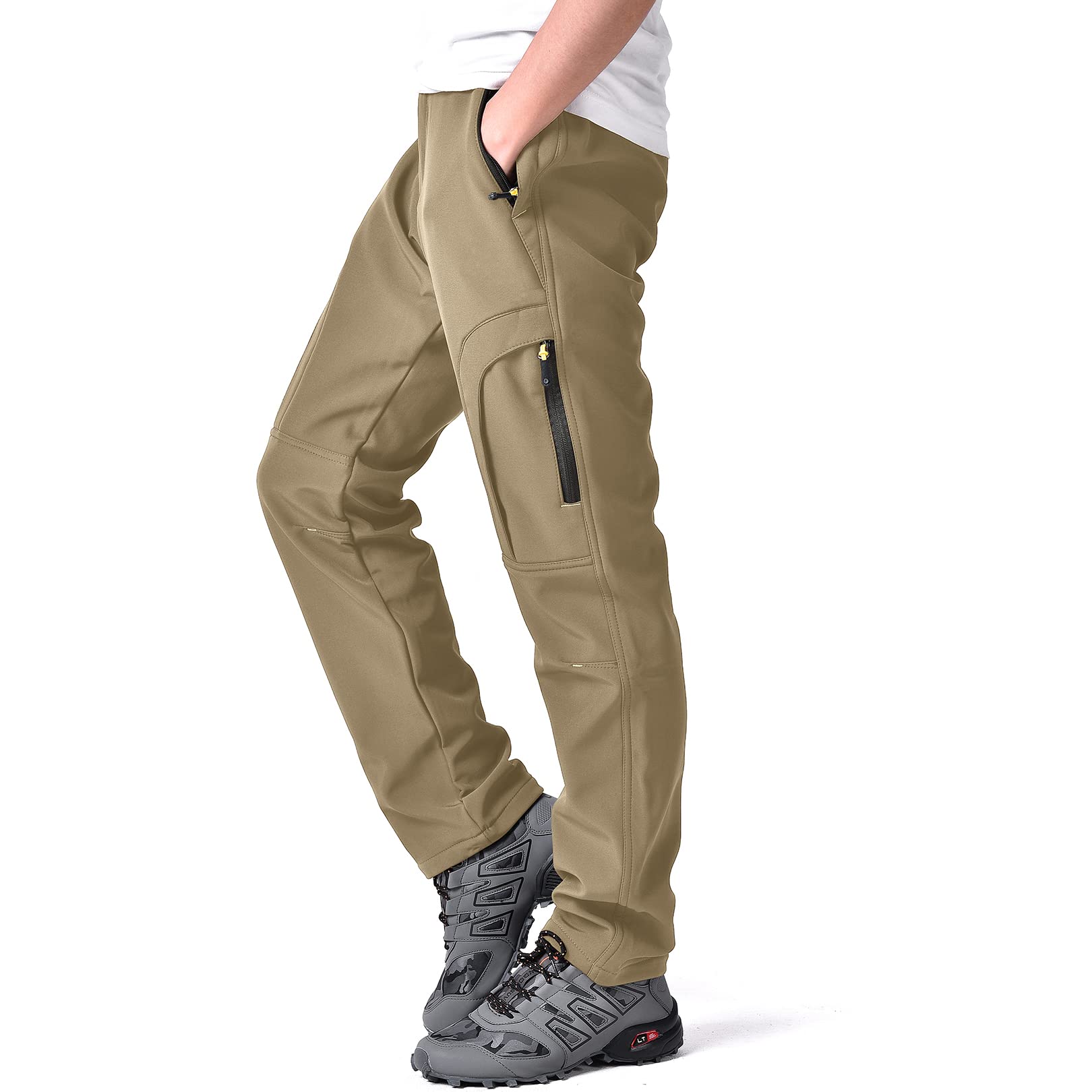 Toomett Men's hiking Snow Pants Skiing Winter Insulated Fleece lined Outdoor Water Repellent camping,walking,fishing