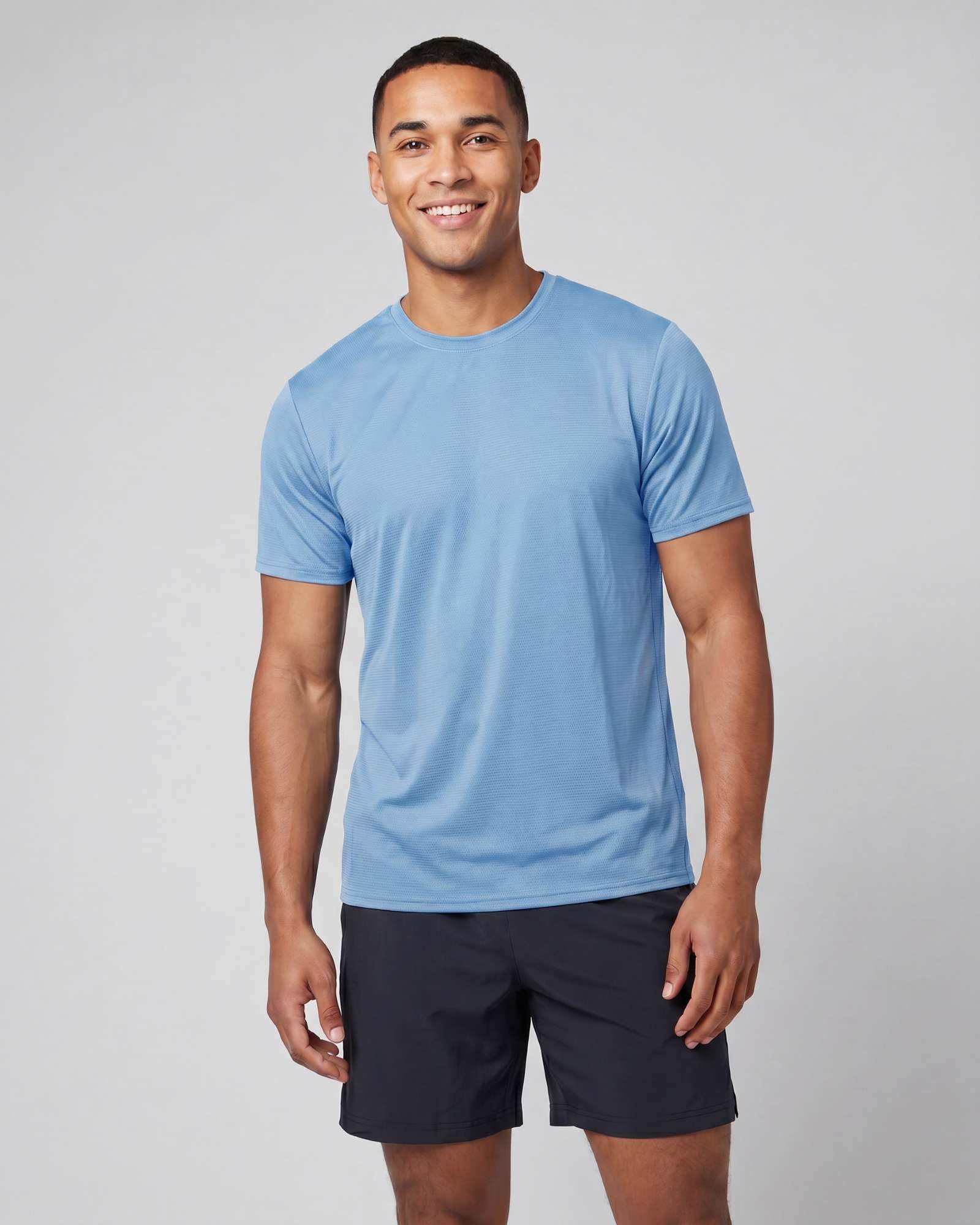 5 Pack Men's Dry Fit Short Sleeve Crew T Shirts Gym Tees Athletic Workout | Breeze Tech, Cooling Moisture Wicking Breathable, Soft Casual Workout, Running Hiking Exercise Soccer