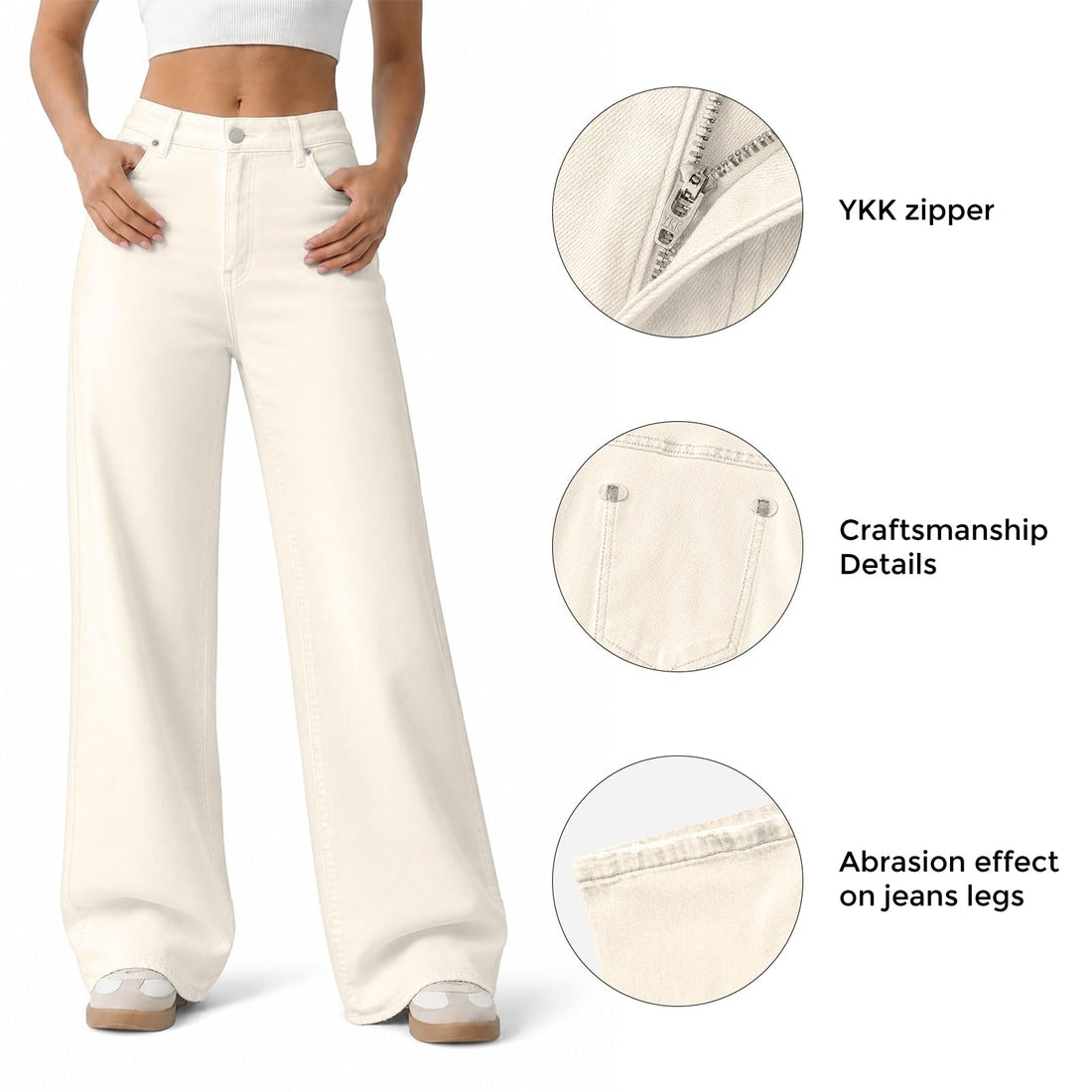 Women's Wide Leg Jeans High Waisted Baggy Straight Leg Loose Stretchy Casual Denim Pants