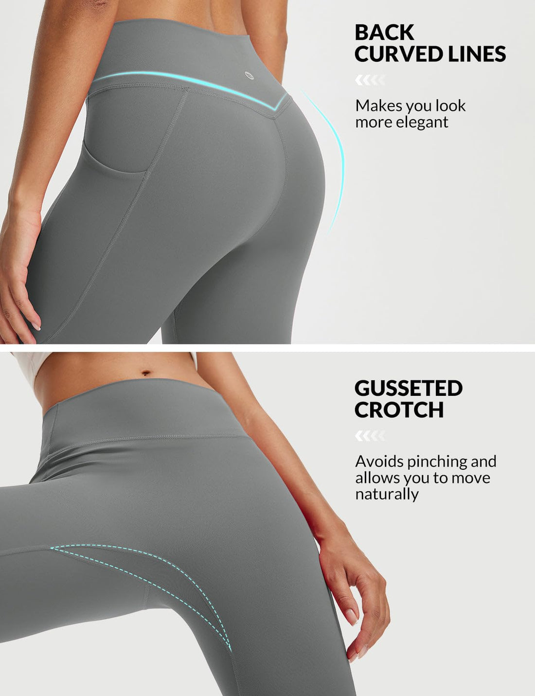 baleaf Women's Capri Leggings with 3 Pockets Tummy Control 21" Inseam Workout Capris Yoga Pants