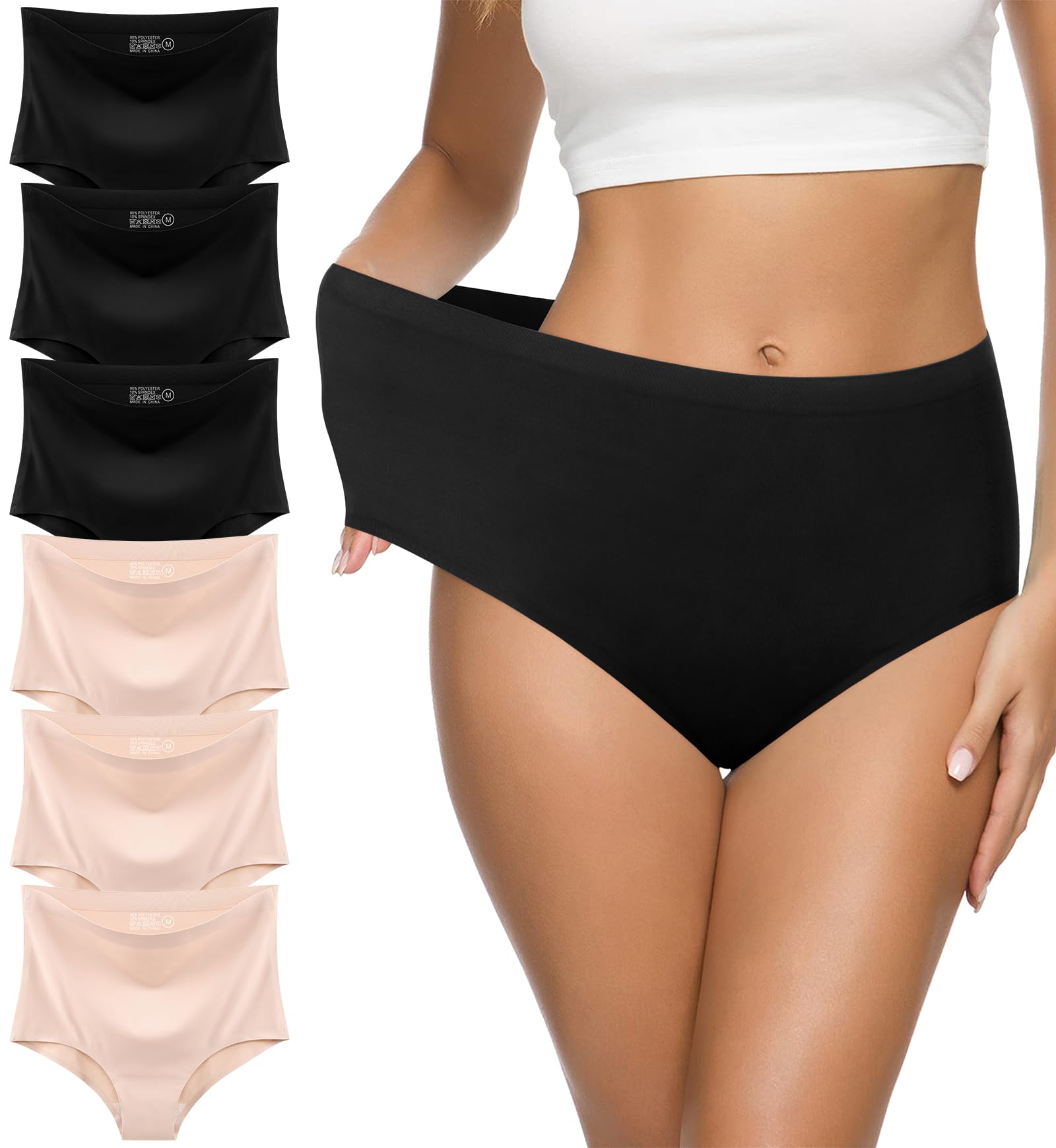 Eiggam Women's Cotton Bikini Panties,High-Cut Full Coverage Stretch Cool Underwear for Women