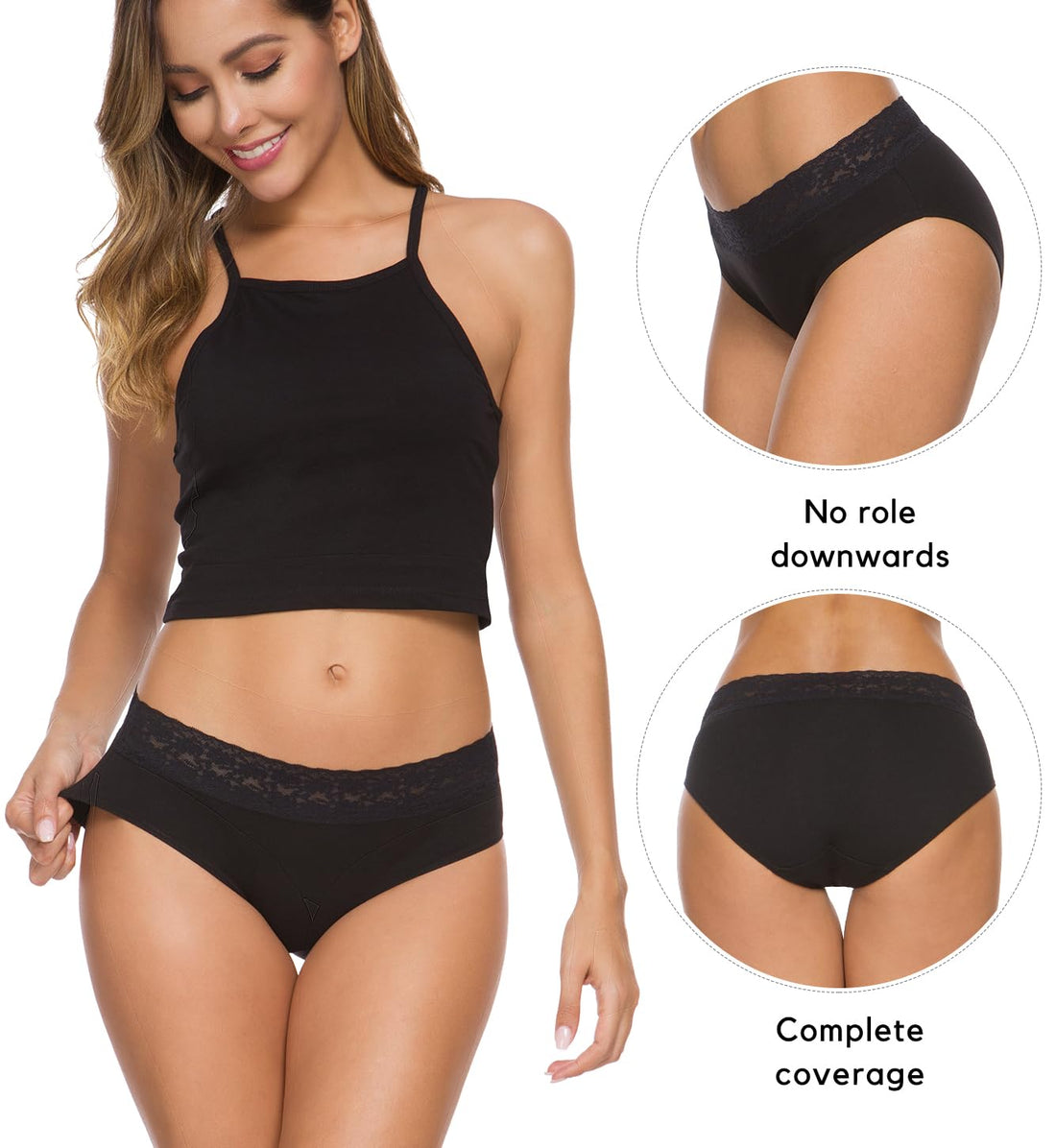 Hipster Panties for Women Underwear Lace Bikini Hip-huggers Panties 5 Pack