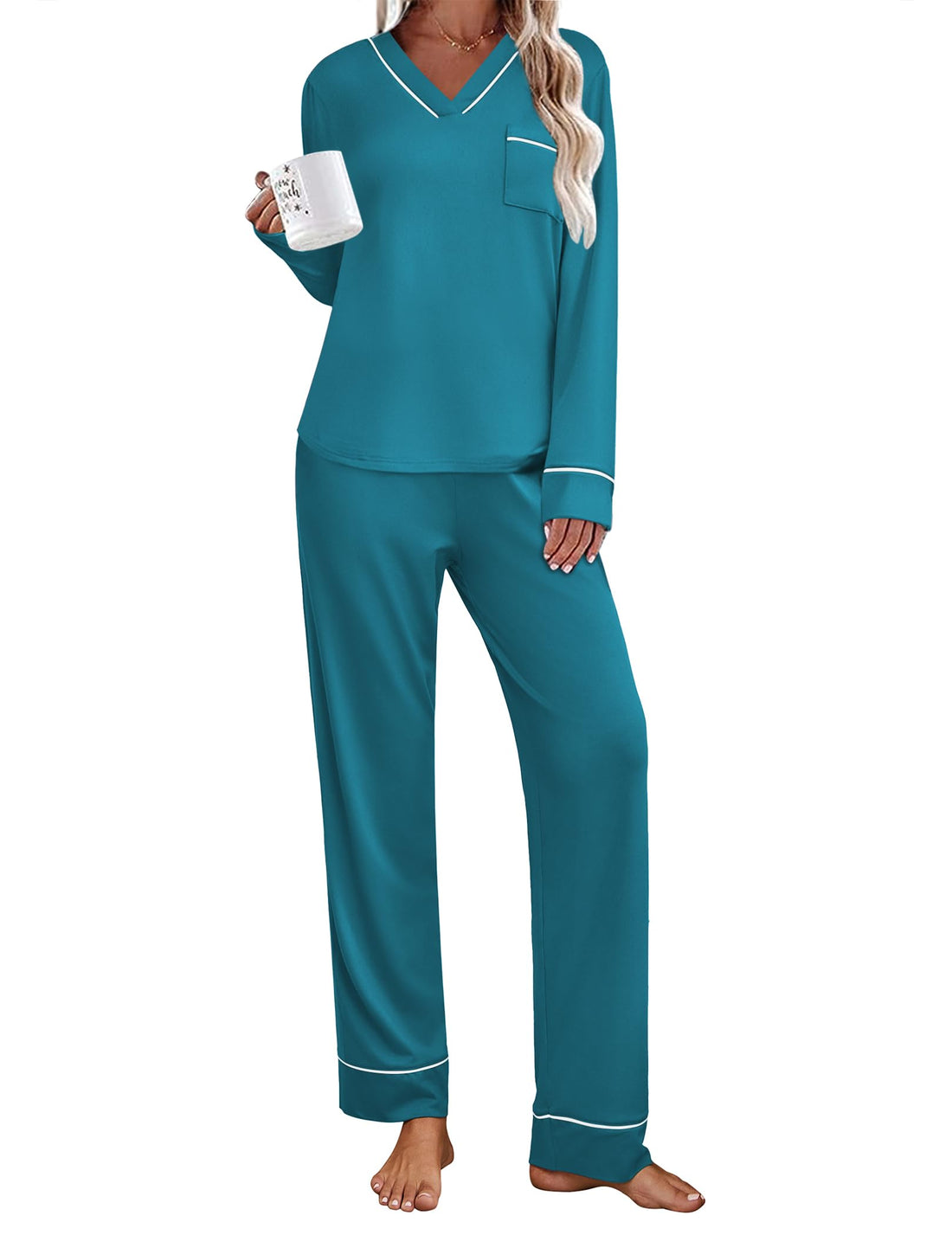 Ekouaer Womens Pajamas Sets 2 Piece PJs Long Sleeve Sleepwear Loungewear