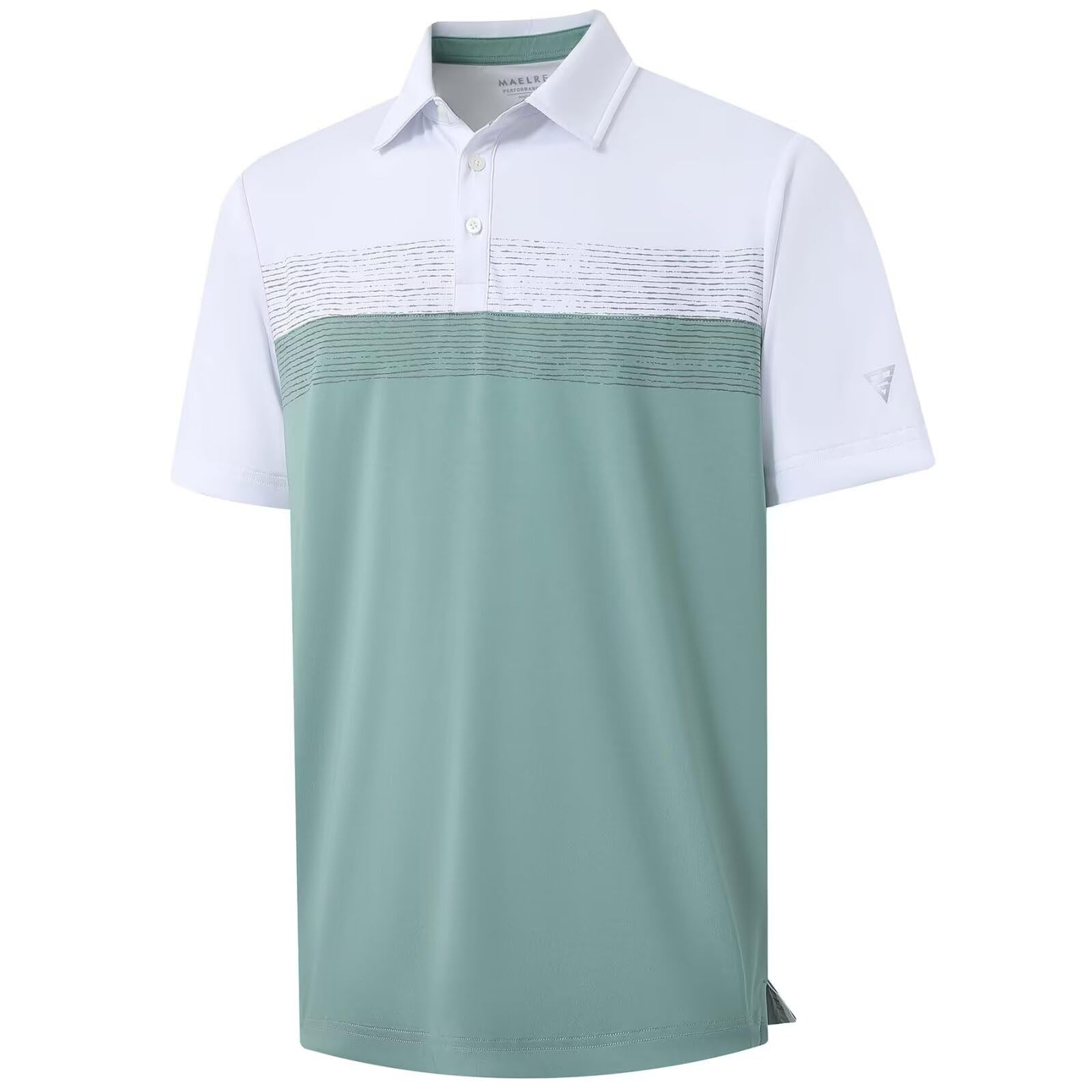 M MAELREG Golf Shirts for Men Dry Fit Performance Chest Print Color Block Moisture Wicking Casual Short Sleeve Polo Shirts