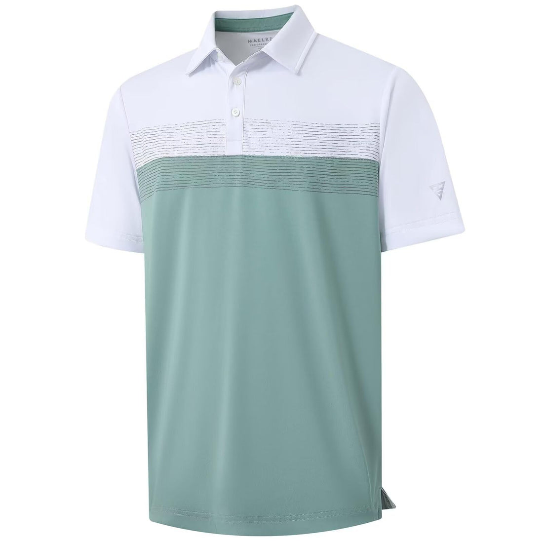 M MAELREG Golf Shirts for Men Dry Fit Performance Chest Print Color Block Moisture Wicking Casual Short Sleeve Polo Shirts