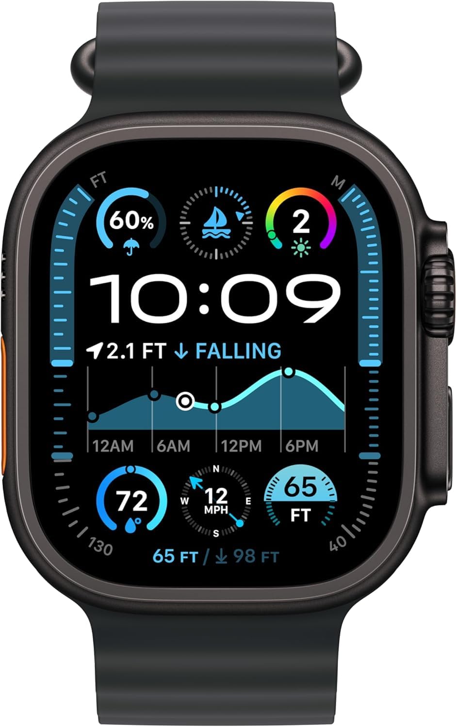 Apple Watch Ultra 2 [GPS + Cellular, 49mm] - Titanium Case with Blue Ocean Band, One Size (Renewed)