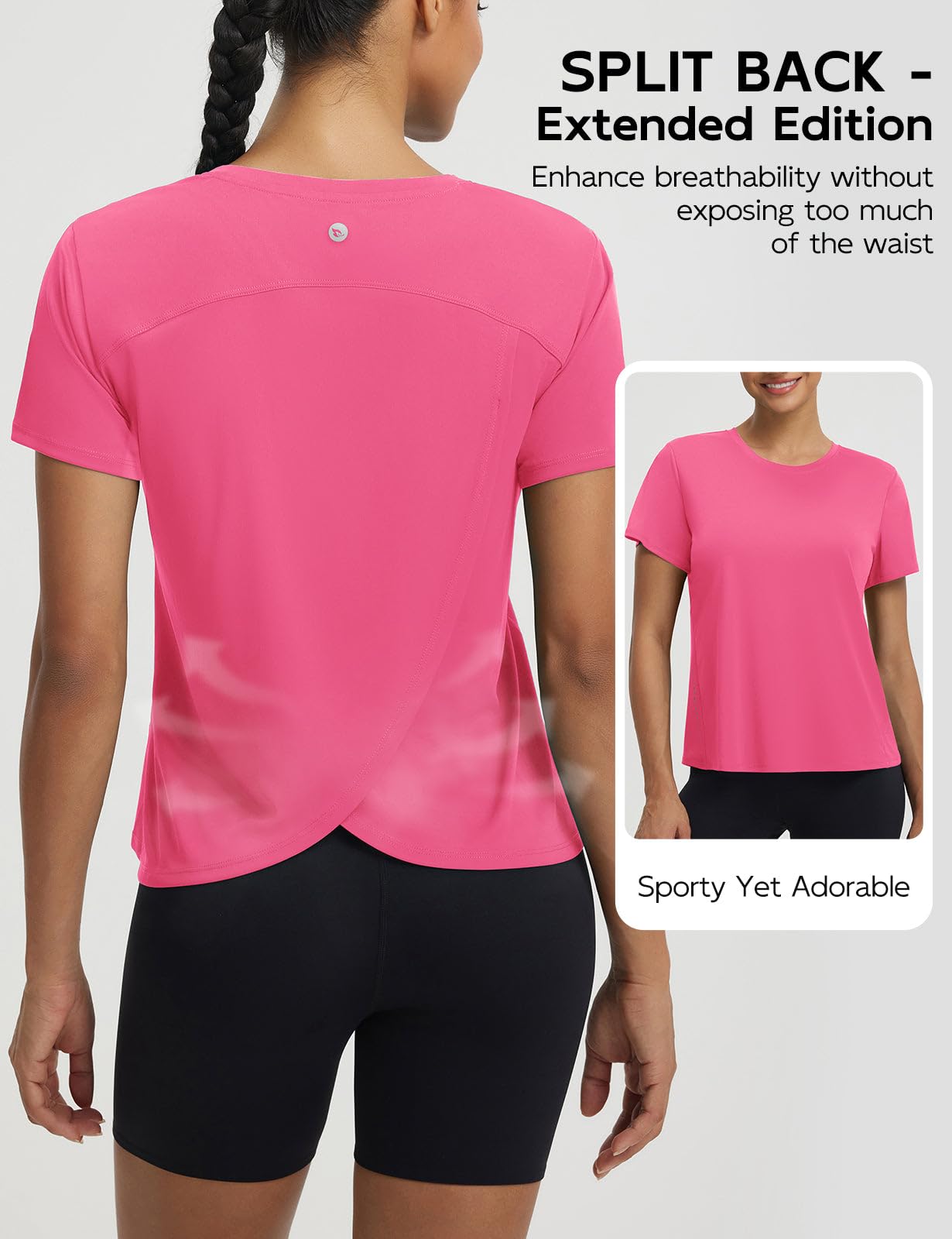 baleaf Women's Athletic Tops Short Sleeve Workout Shirts | Quick Dry, Moisture-wicking, Breathable, Lightweight, Stretchy, Sun Protection, Crew Neck, for Running, Gym, Tennis, Yoga