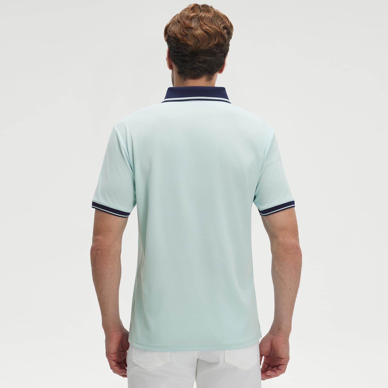 M MAELREG Golf Shirts for Men Short Sleeve with Contrast Collar & Cuffs Performance Dry Fit Stretch Solid Casual Polo Shirts