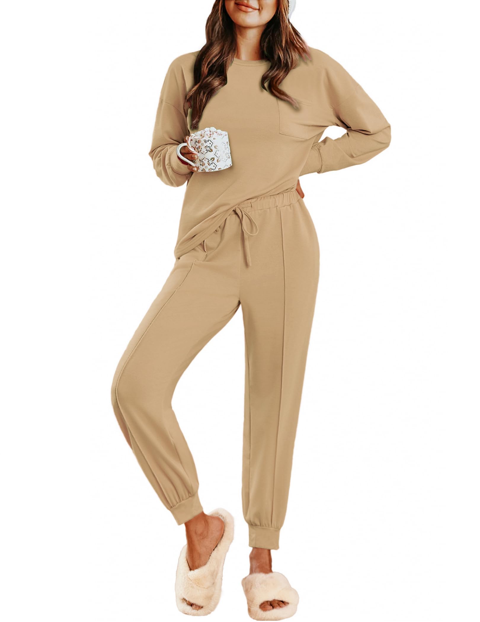 Ekouaer Lounge Sets for Women 2 Piece Jogger Pants Pajamas