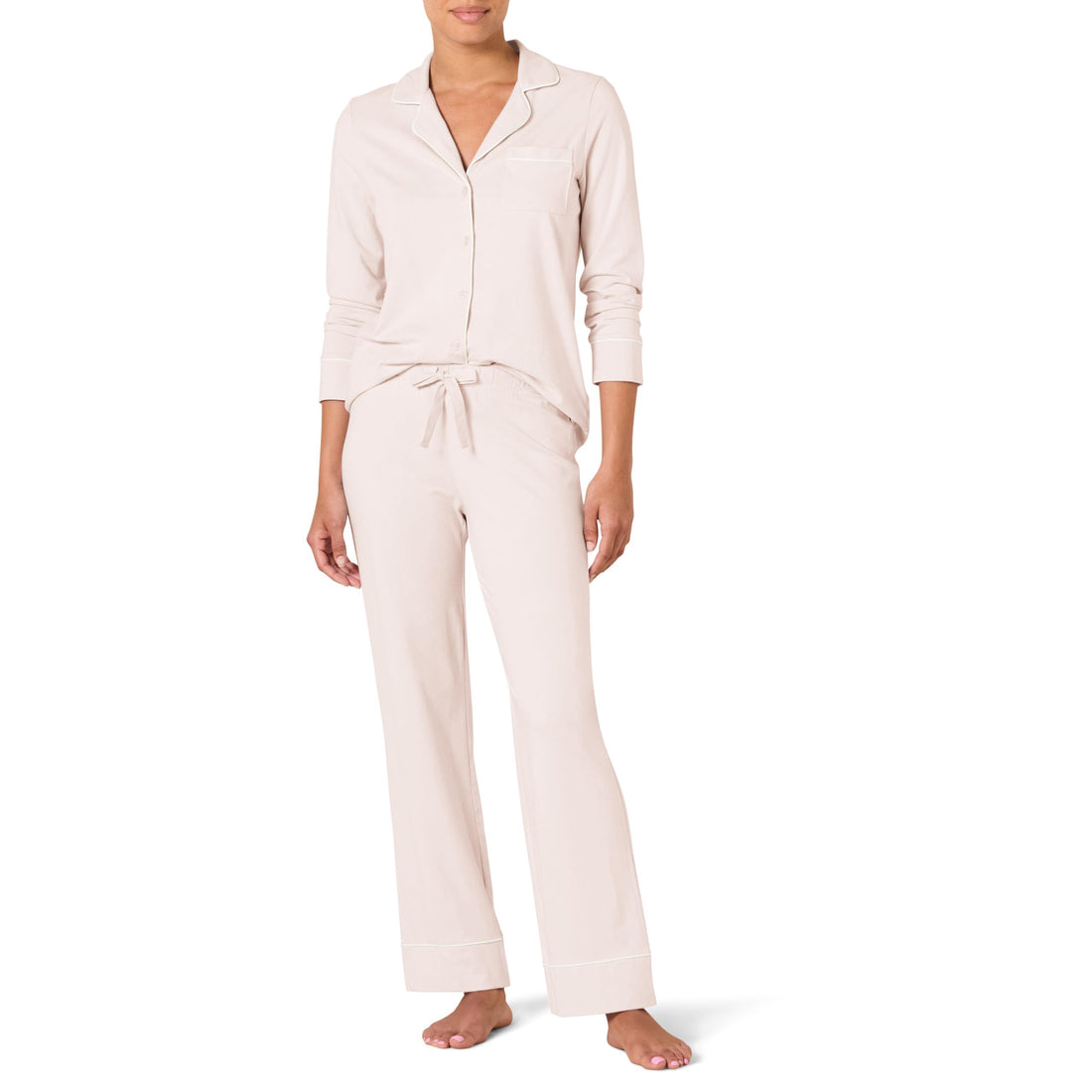 Amazon Essentials Women's Long Sleeve Cotton Modal Pajama Set, Loungewear with Full-Length Bottom