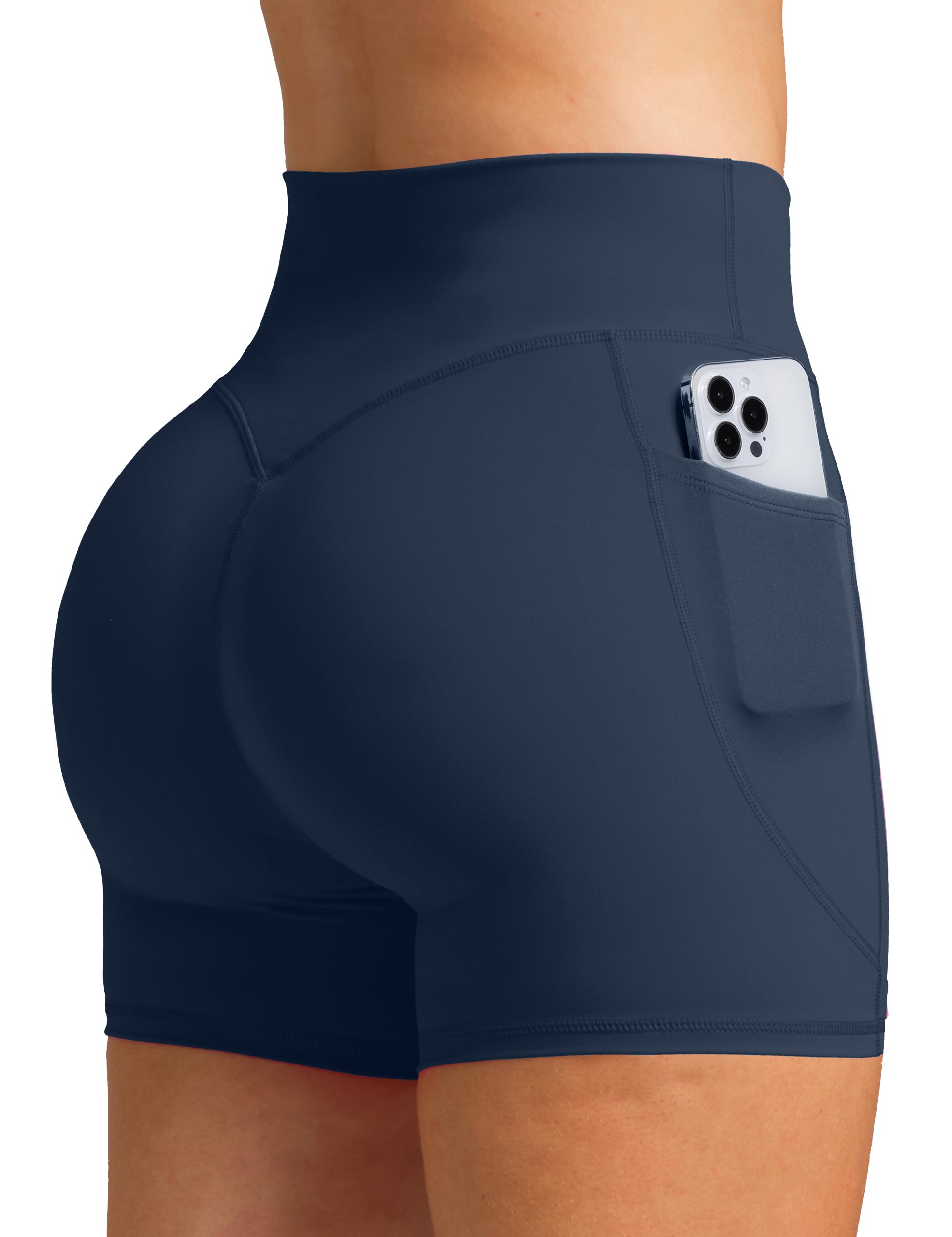 Olmlmt Biker Shorts Women 4.5" with Pockets High Waisted Spandex Yoga Workout Shorts