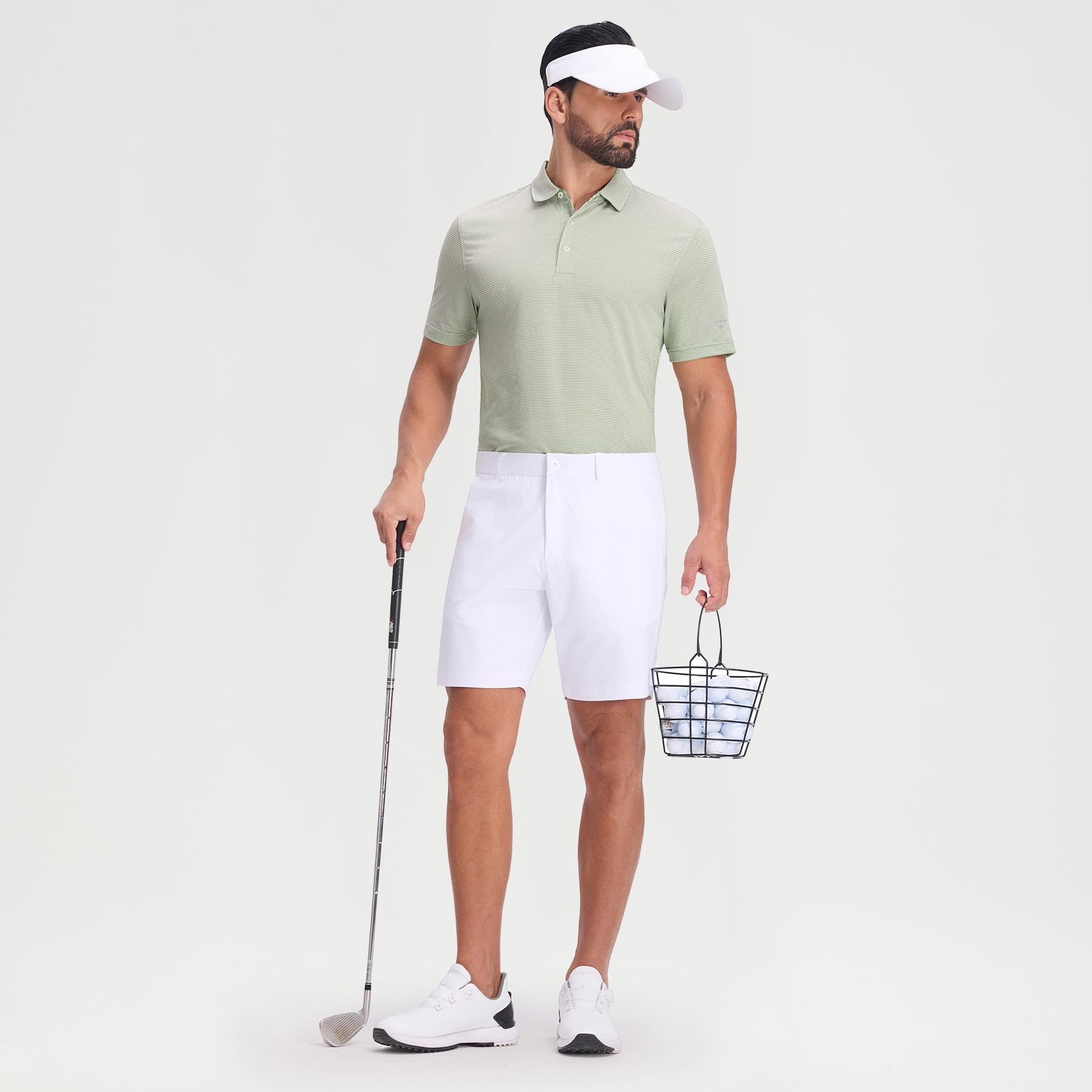 M MAELREG Men's Jacquard Stripe Golf Shirts Quick Dry Performance Short Sleeve Moisture Wicking Polo Shirt for Men