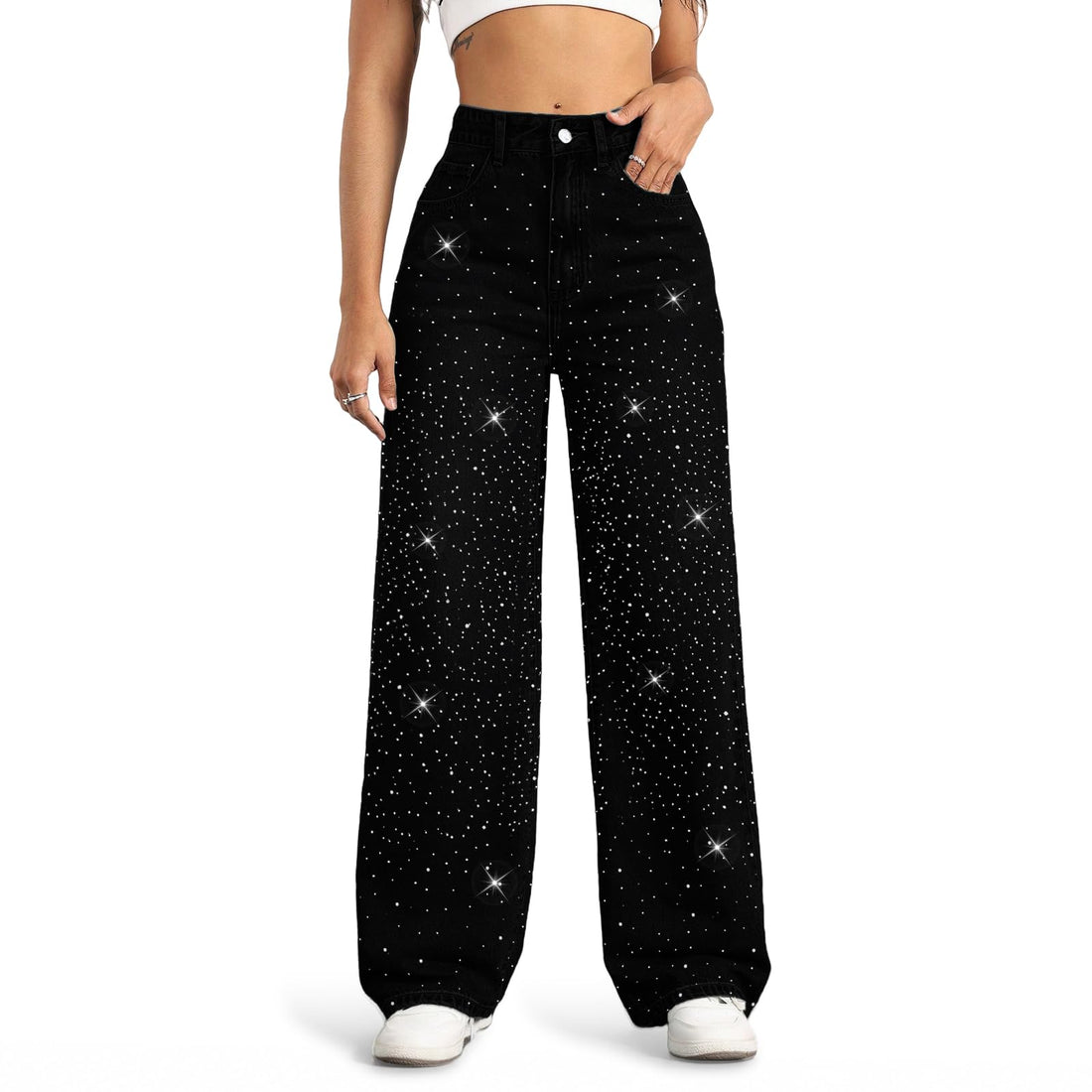 Straight Leg Jeans for Women,High Waisted Wide Leg Loose Stretchy Boyfriend Denim Pants Baggy Jeans for Women