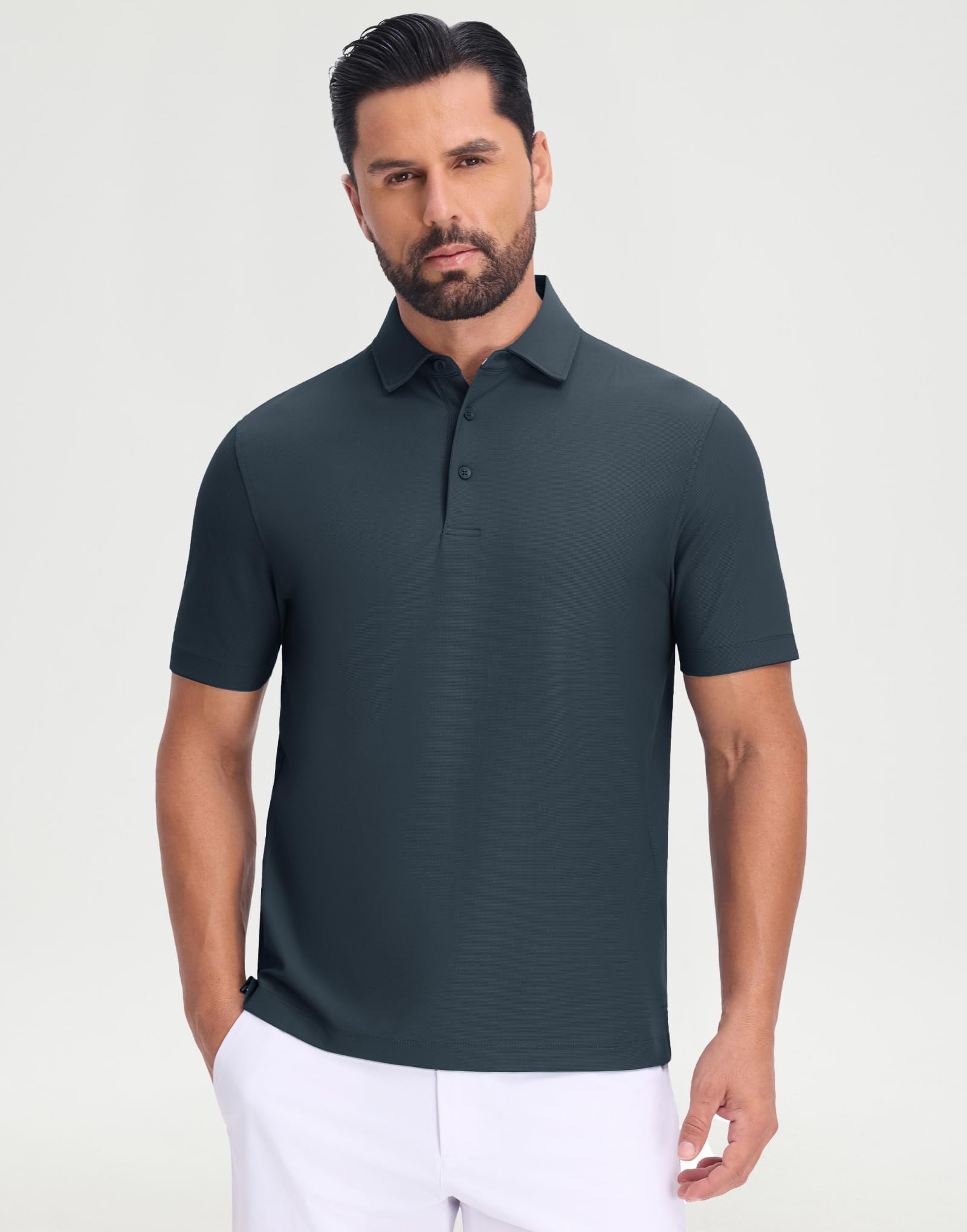 M MAELREG Golf Shirts for Men Dry Fit Waffle Textured Collared Short Sleeve Moisture Wicking Casual Sports Mens Polo Shirts