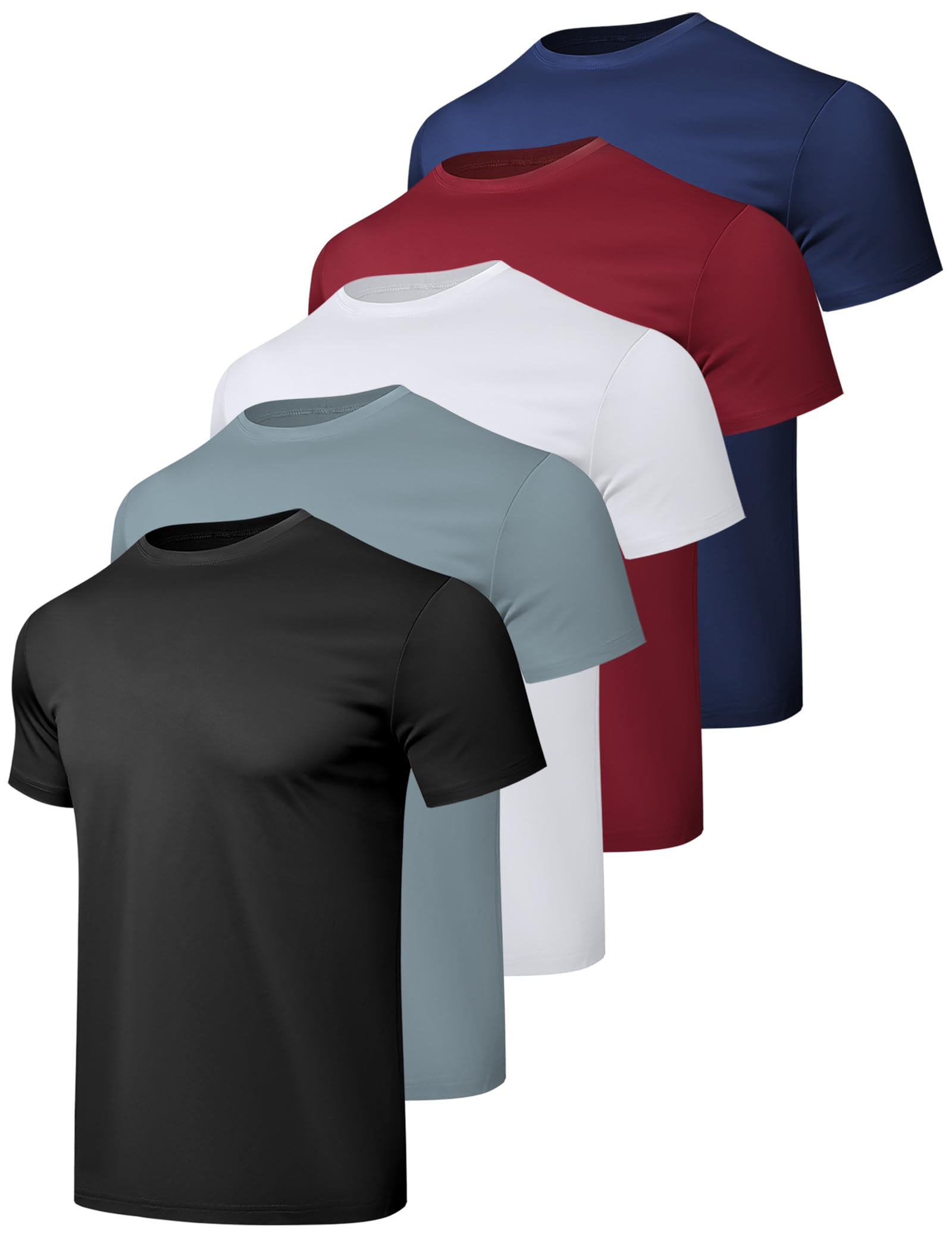 HovSiyla 1/5 Pack Workout Shirts for Men Athletic Running Gym Quick Dry Short Sleeve Performance Moisture Wicking T Shirt