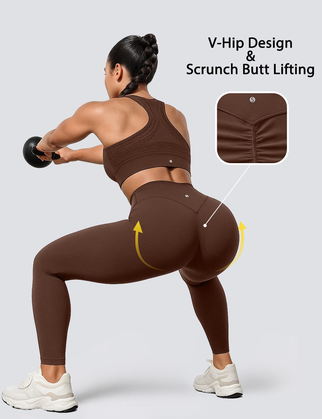 Sogetdo Yoga Leggings for Women Hidden Scrunch Butt Non See Through High Waisted No Front Seam Athletic Gym Workout Pants
