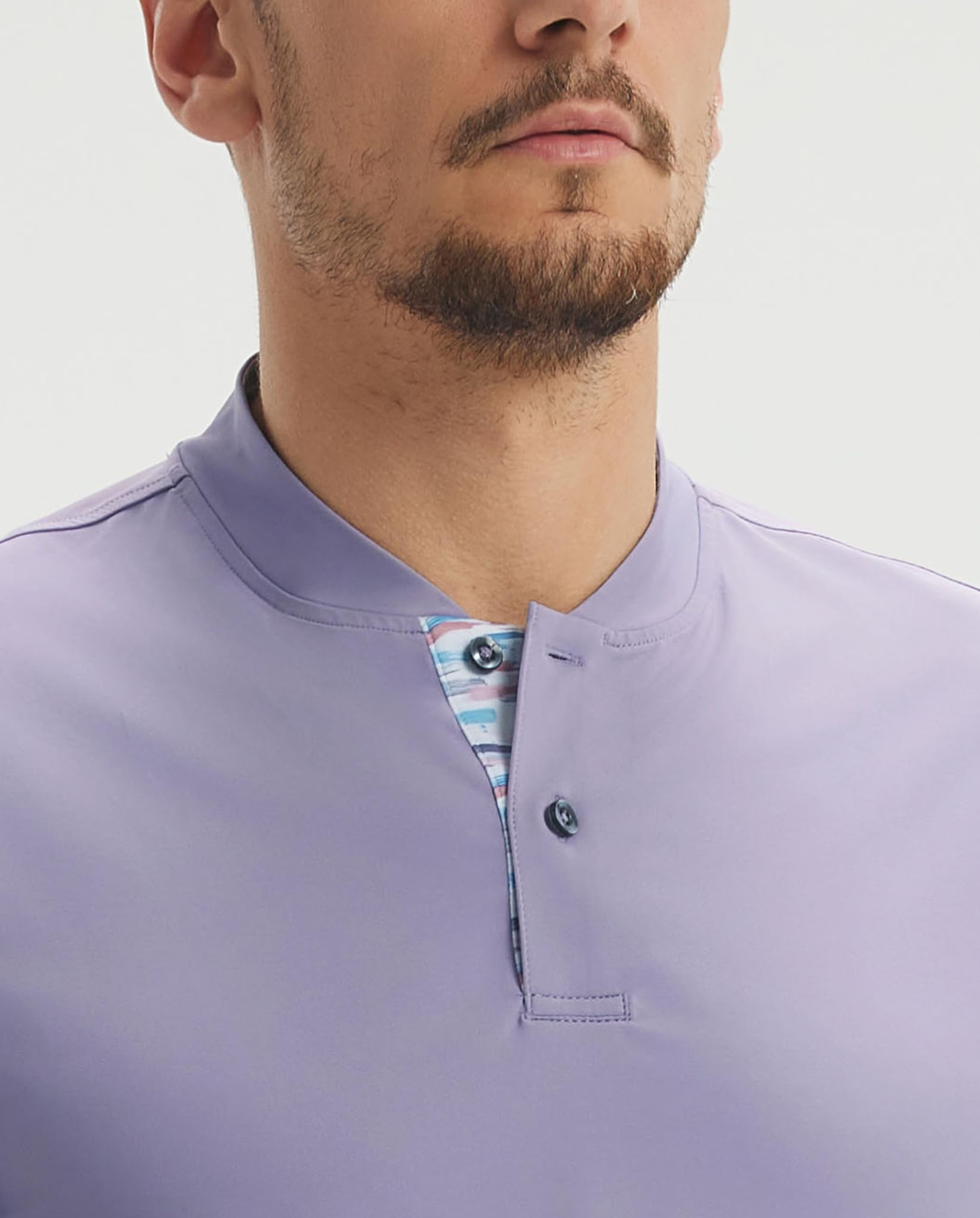 M MAELREG Mens Golf Shirts Collarless Performance Dry Fit Moisture Wicking Casual Solid Short Sleeve Henley Shirts for Men