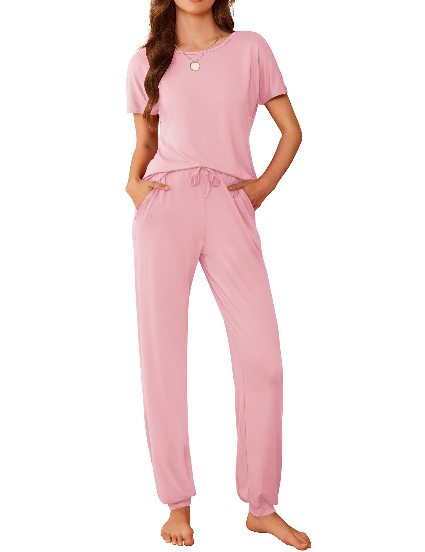 Ekouaer Pajamas for Womens Set Soft 2 Piece Loungewear with Jogger Pants