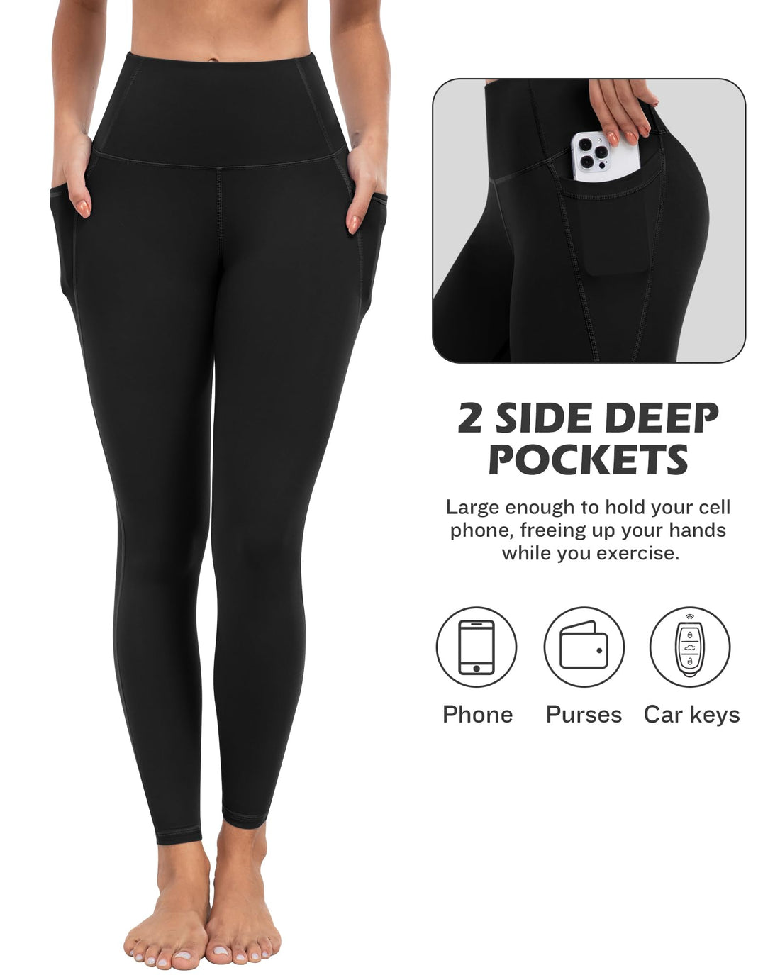 ATHVOTAR Leggings with Pockets for Women, 7 Packs High Waisted Workout Tummy Control Yoga Pants