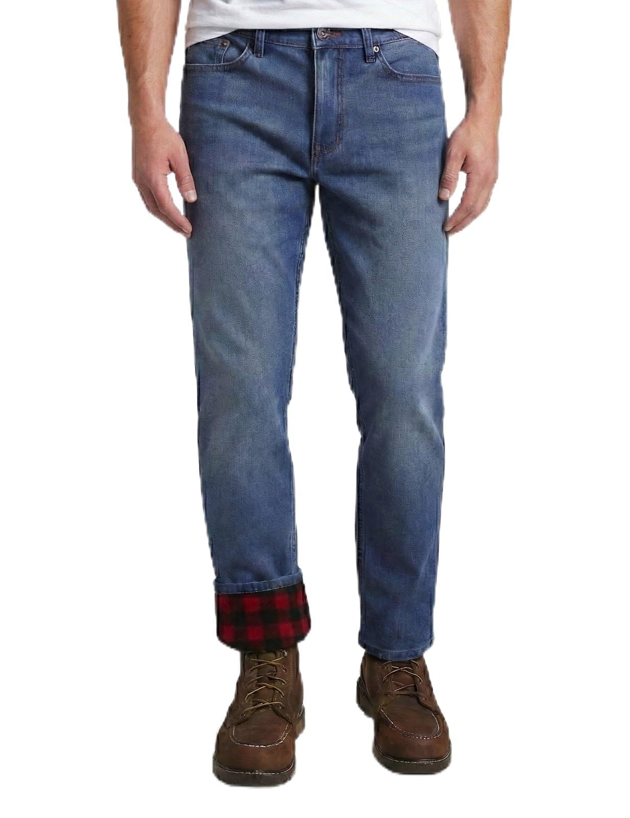 Weatherproof Vintage Fleece Lined Jeans Men - Regular Fit | Soft & Warm, Cold Weather Insulated Fleece Winter Pants for Men