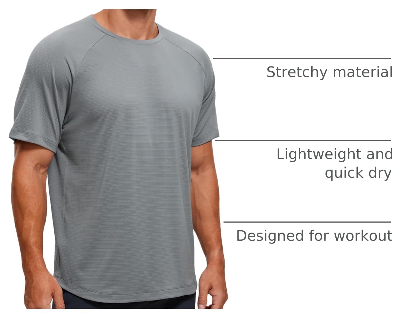CRZ YOGA Breathable Texture Crewneck T-Shirts | Workout, Quick Dry, Lightweight, Classic Fit, Round Scallop Back, Short Sleeve Shirts for Men