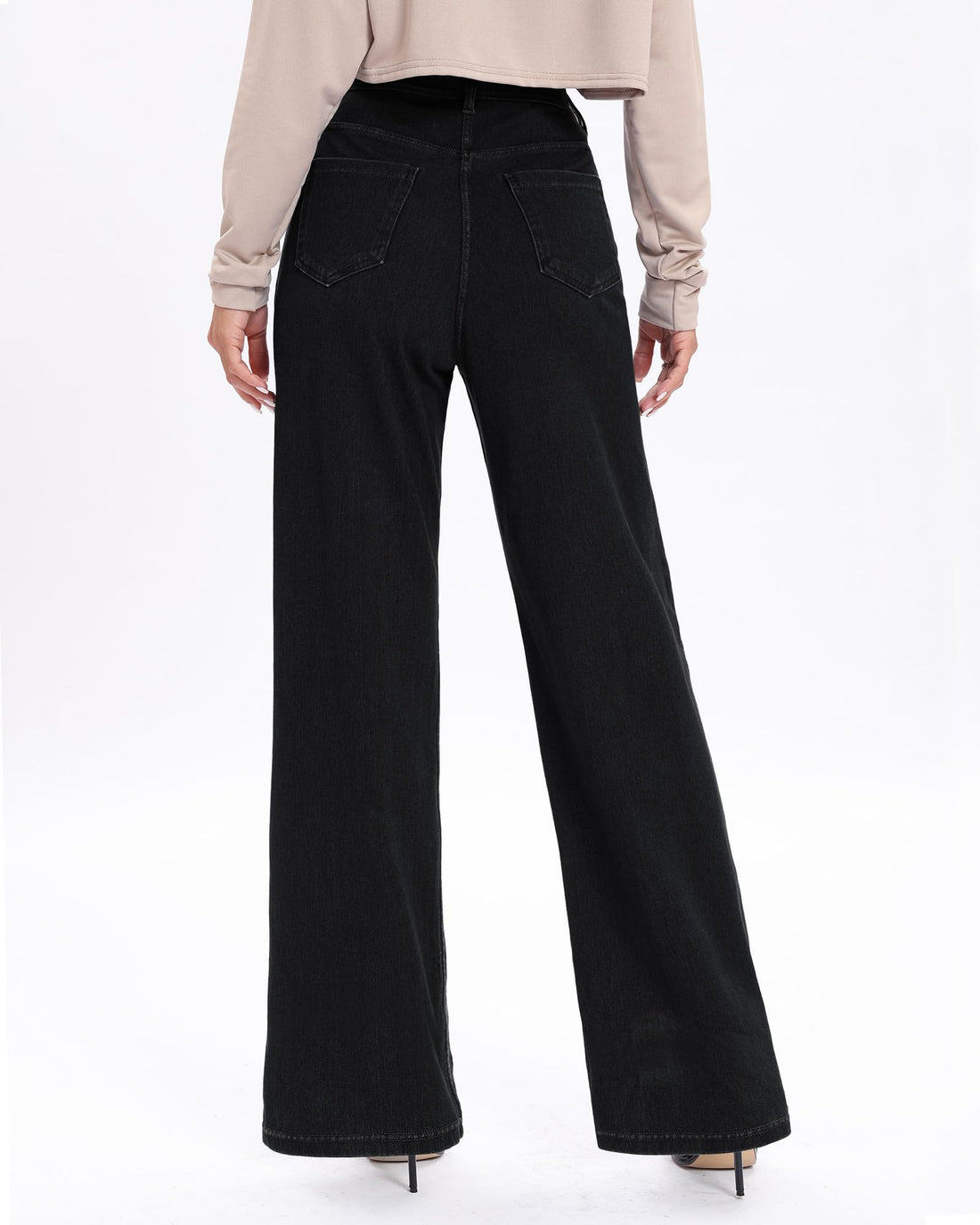 Pull On Jeans for Women Wide Leg High Waisted Stretch Baggy Jeans Casual Trendy Straight Denim Pants (with Plus Size)